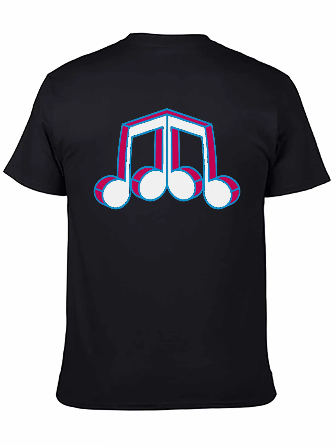 Music Note Silhouette Mirrored 3d Character Party Essential Cotton Tee For Daily Outfits – Unisex Style