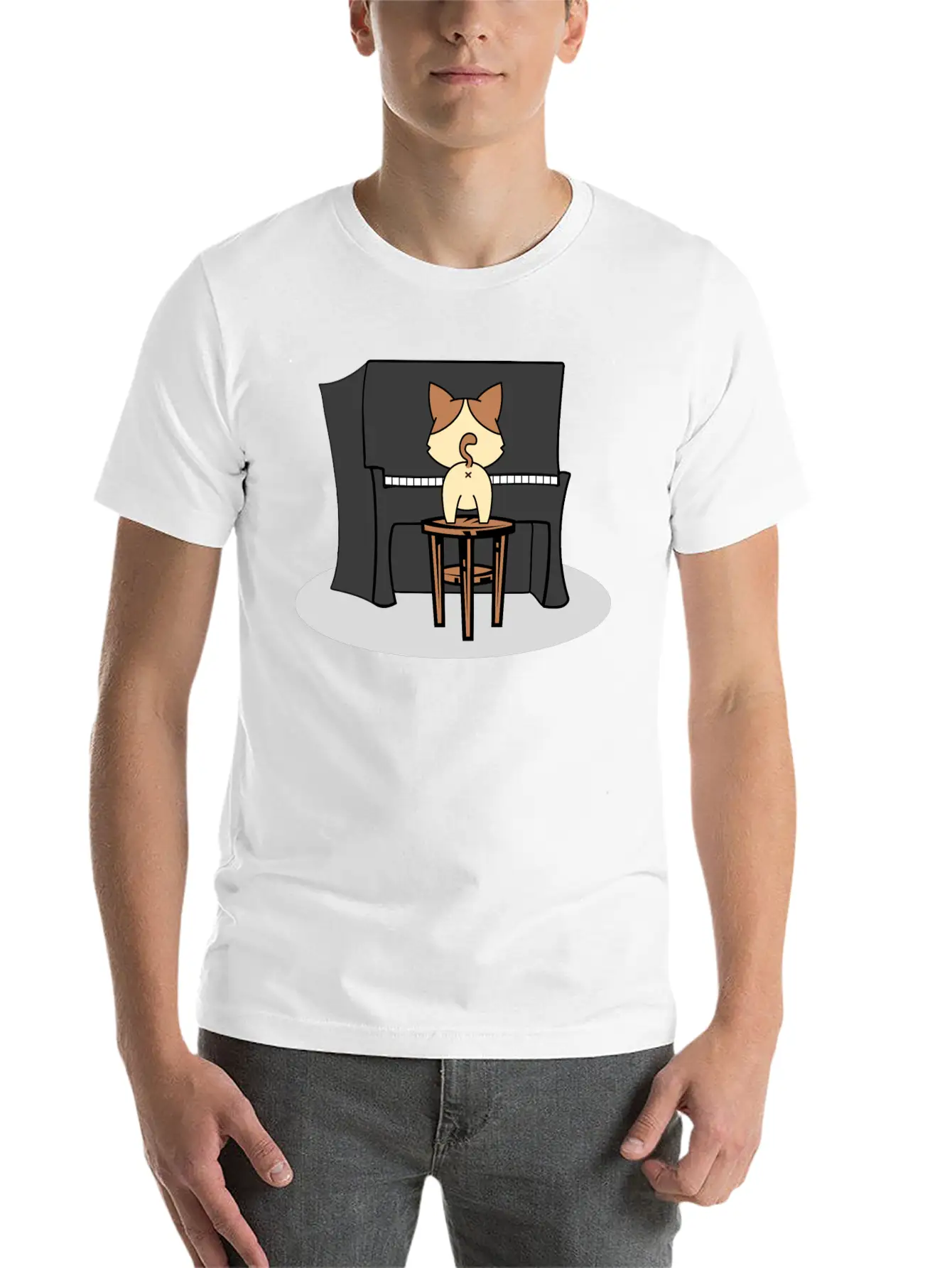 Music Piano House Cat T-Shirt I Feline Gift Idea Essential Cotton Tee For Daily Outfits – Unisex Style