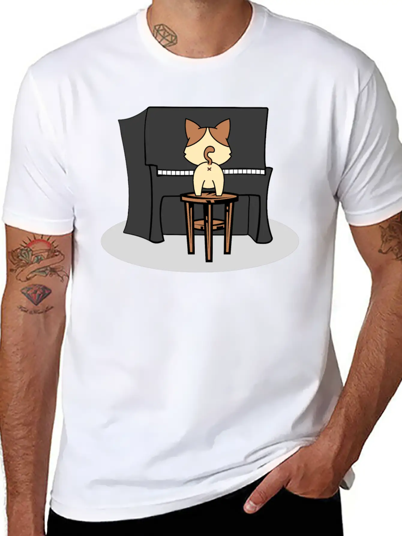 Music Piano House Cat T-Shirt I Feline Gift Idea Essential Cotton Tee For Daily Outfits – Unisex Style