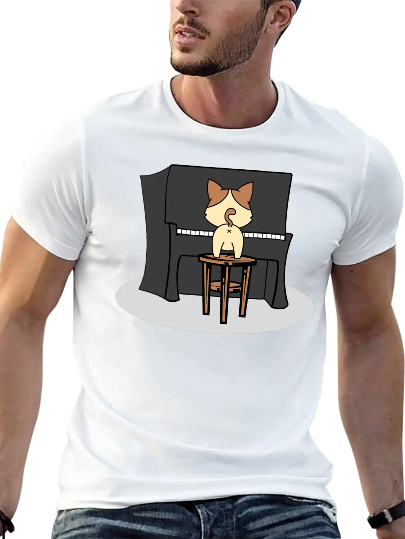 Music Piano House Cat T-Shirt I Feline Gift Idea Essential Cotton Tee For Daily Outfits – Unisex Style