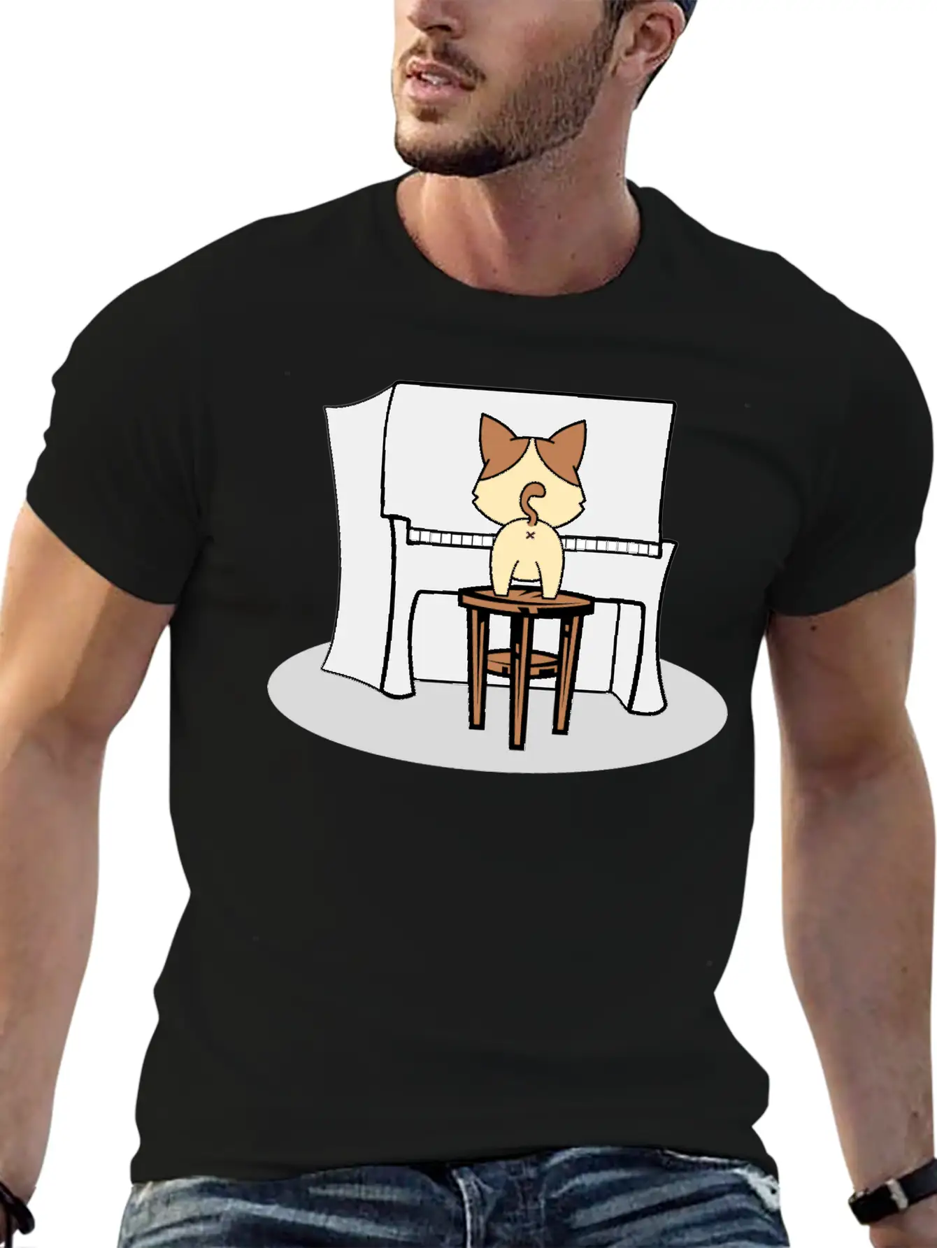 Music Piano House Cat T-Shirt I Feline Gift Idea Essential Cotton Tee For Daily Outfits – Unisex Style