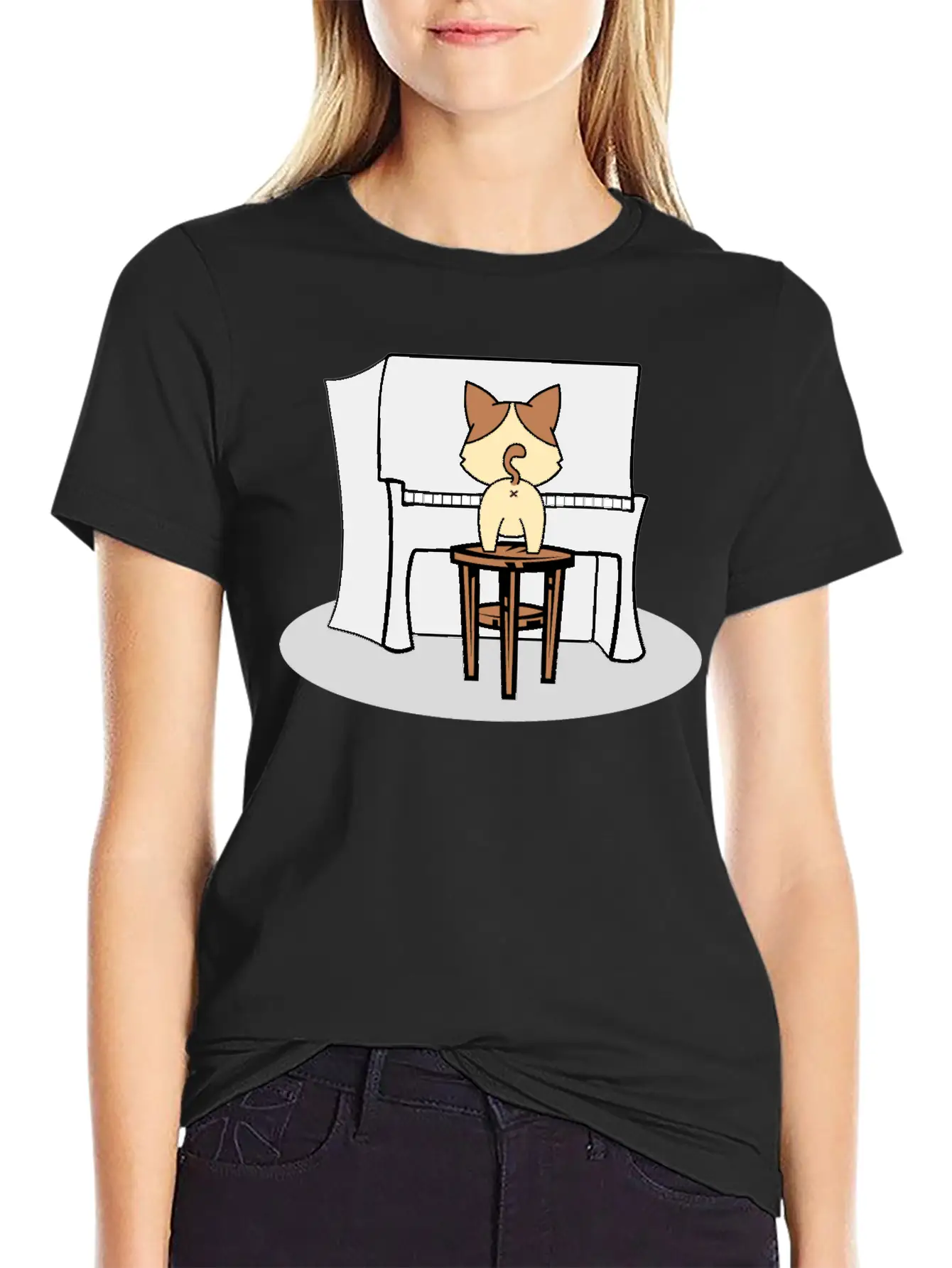 Music Piano House Cat T-Shirt I Feline Gift Idea Essential Cotton Tee For Daily Outfits – Unisex Style
