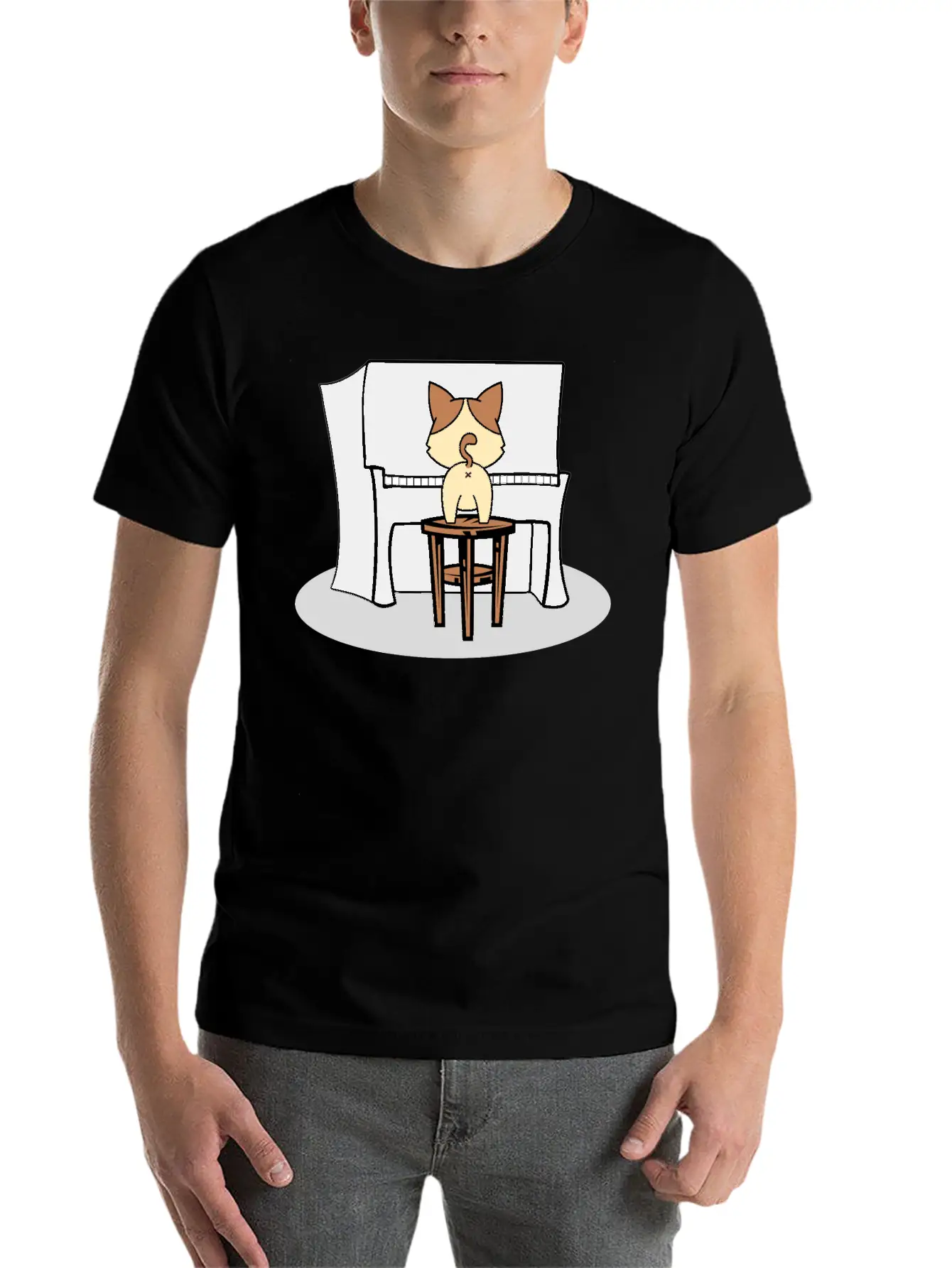 Music Piano House Cat T-Shirt I Feline Gift Idea Essential Cotton Tee For Daily Outfits – Unisex Style