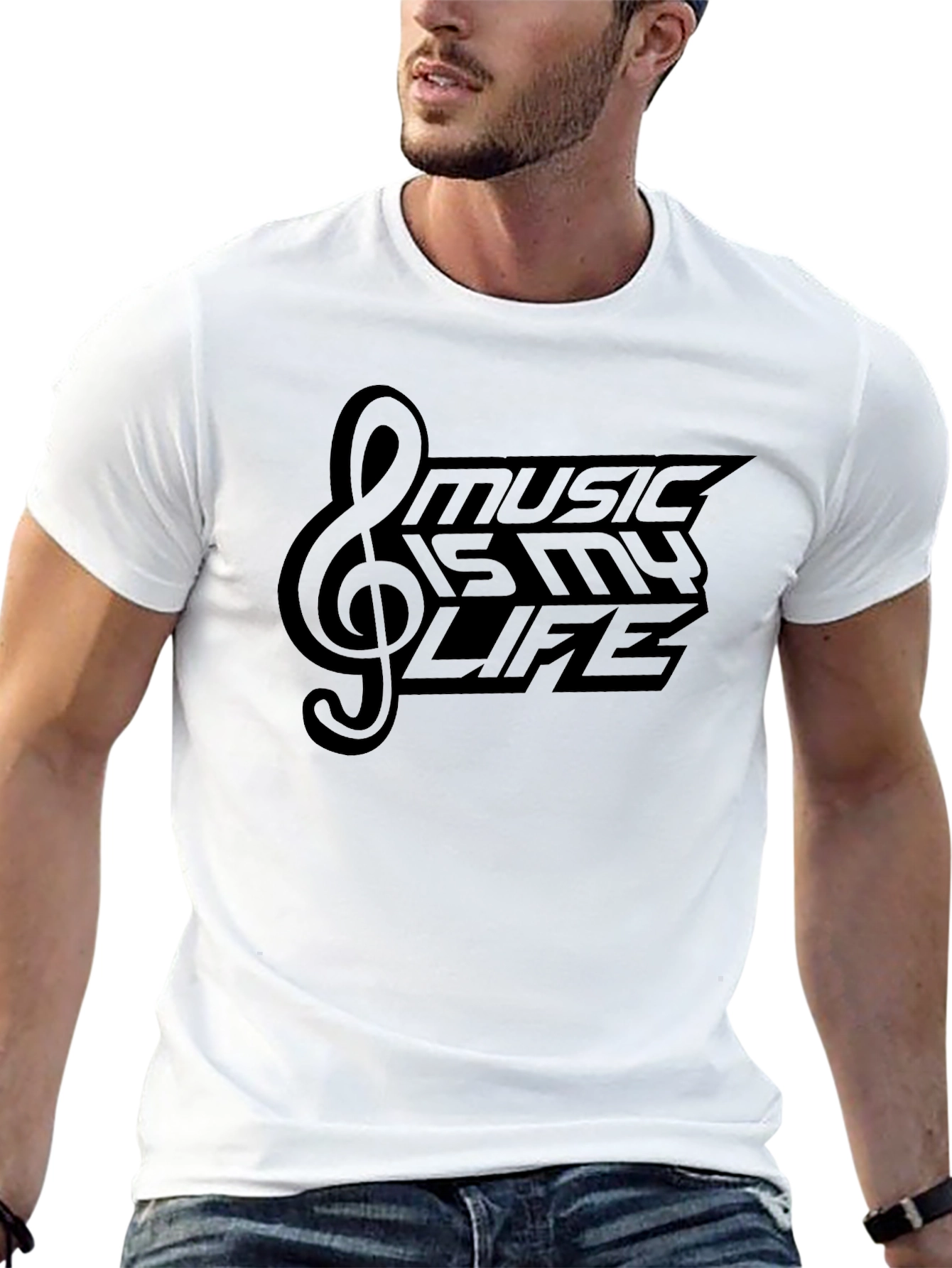 Music is My Life Black Graphic T-Shirt