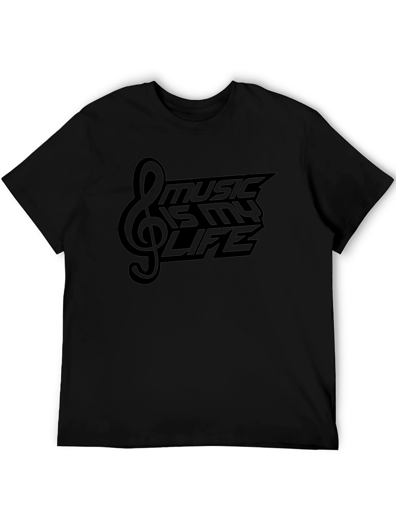 Music is My Life Black Graphic T-Shirt