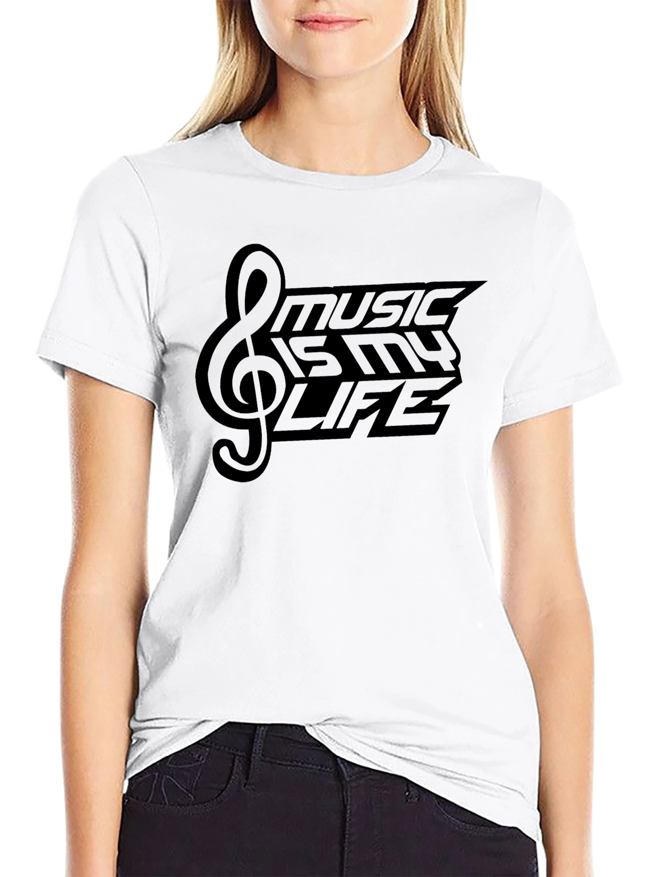 Music is My Life Black Graphic T-Shirt