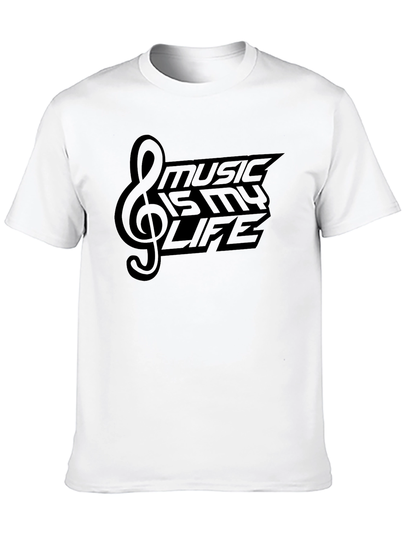 Music is My Life Black Graphic T-Shirt