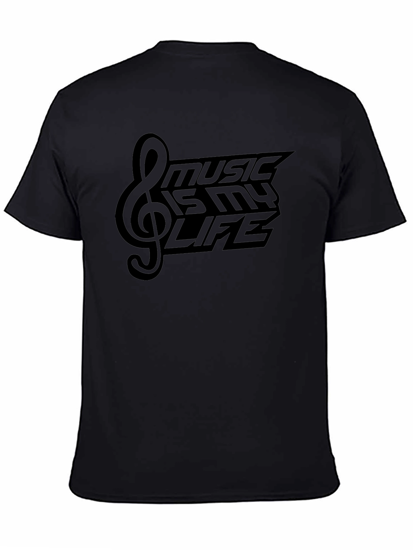 Music is My Life Black Graphic T-Shirt