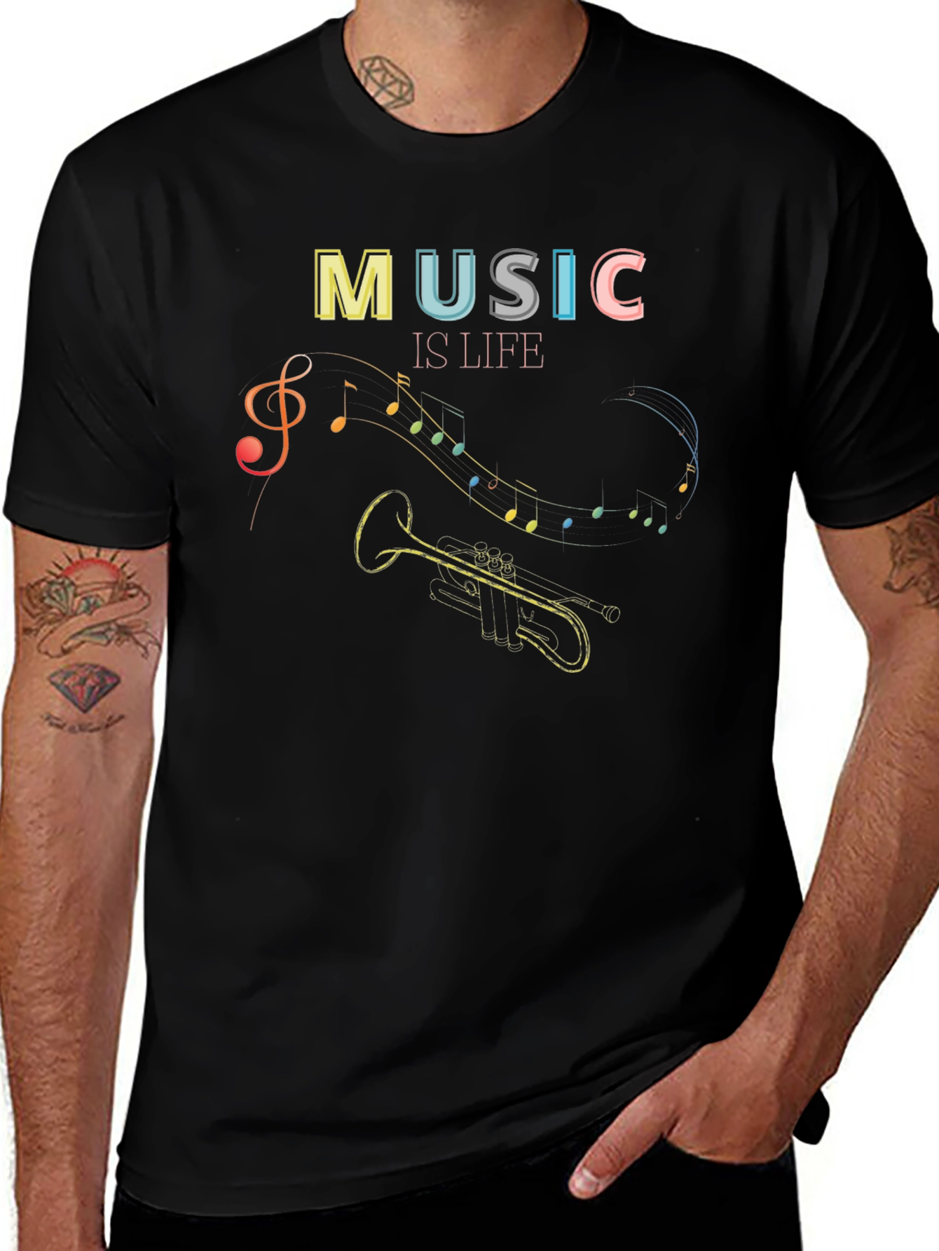 Music Is Life Graphic Tee - Black