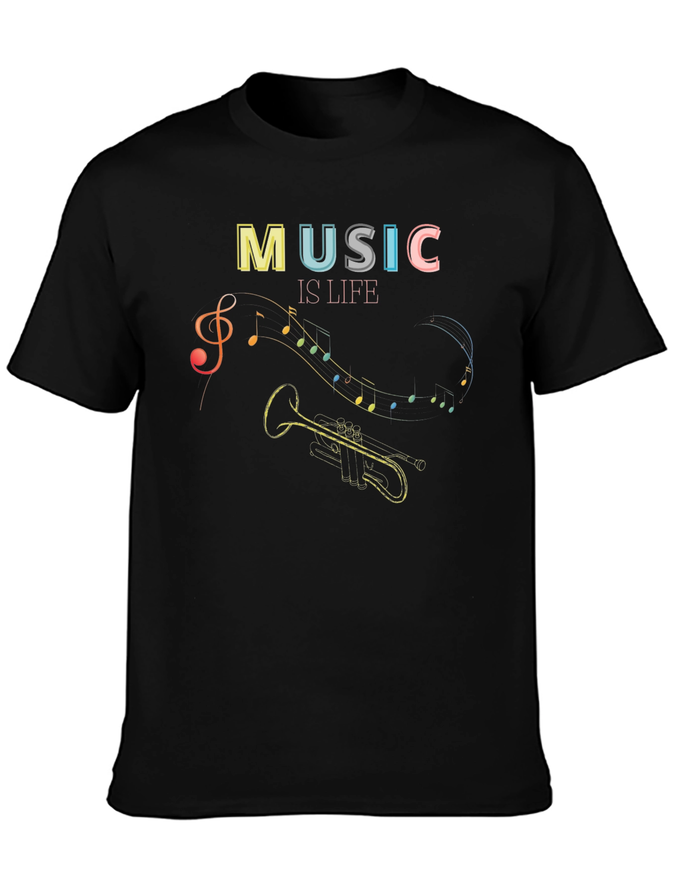 Music Is Life Graphic Tee - Black