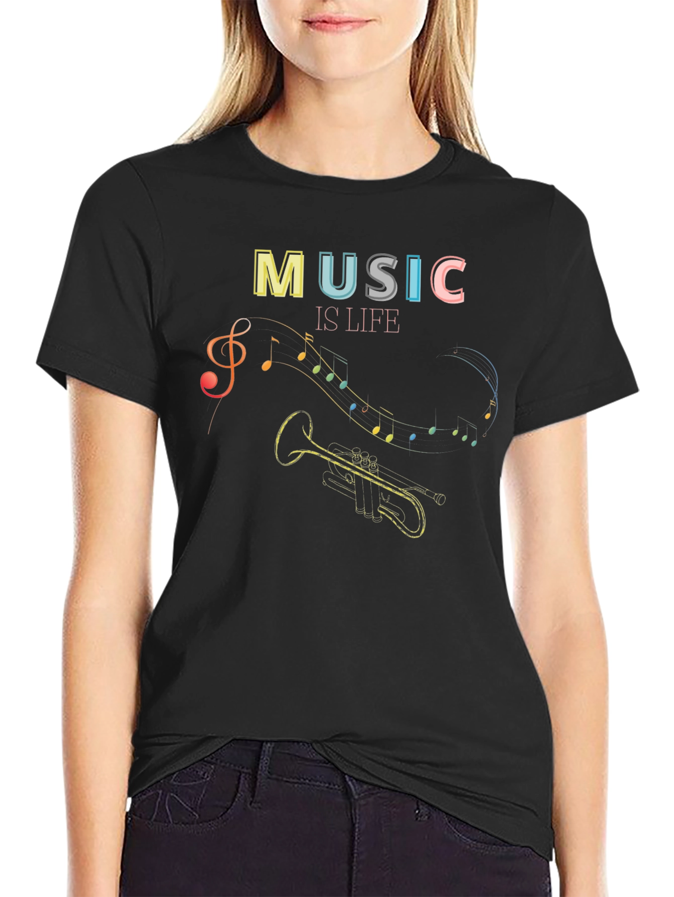 Music Is Life Graphic Tee - Black