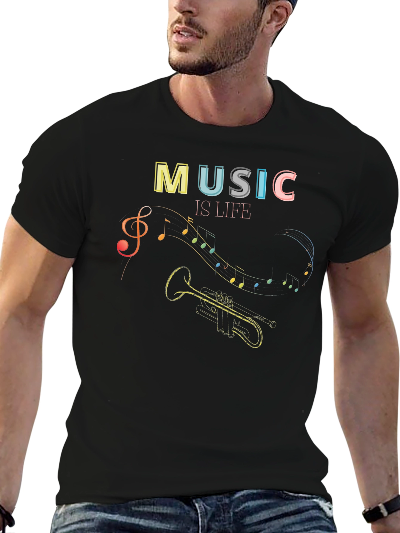 Music Is Life Graphic Tee - Black