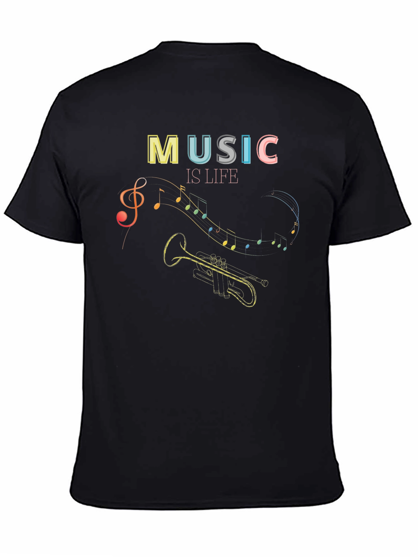 Music Is Life Graphic Tee - Black