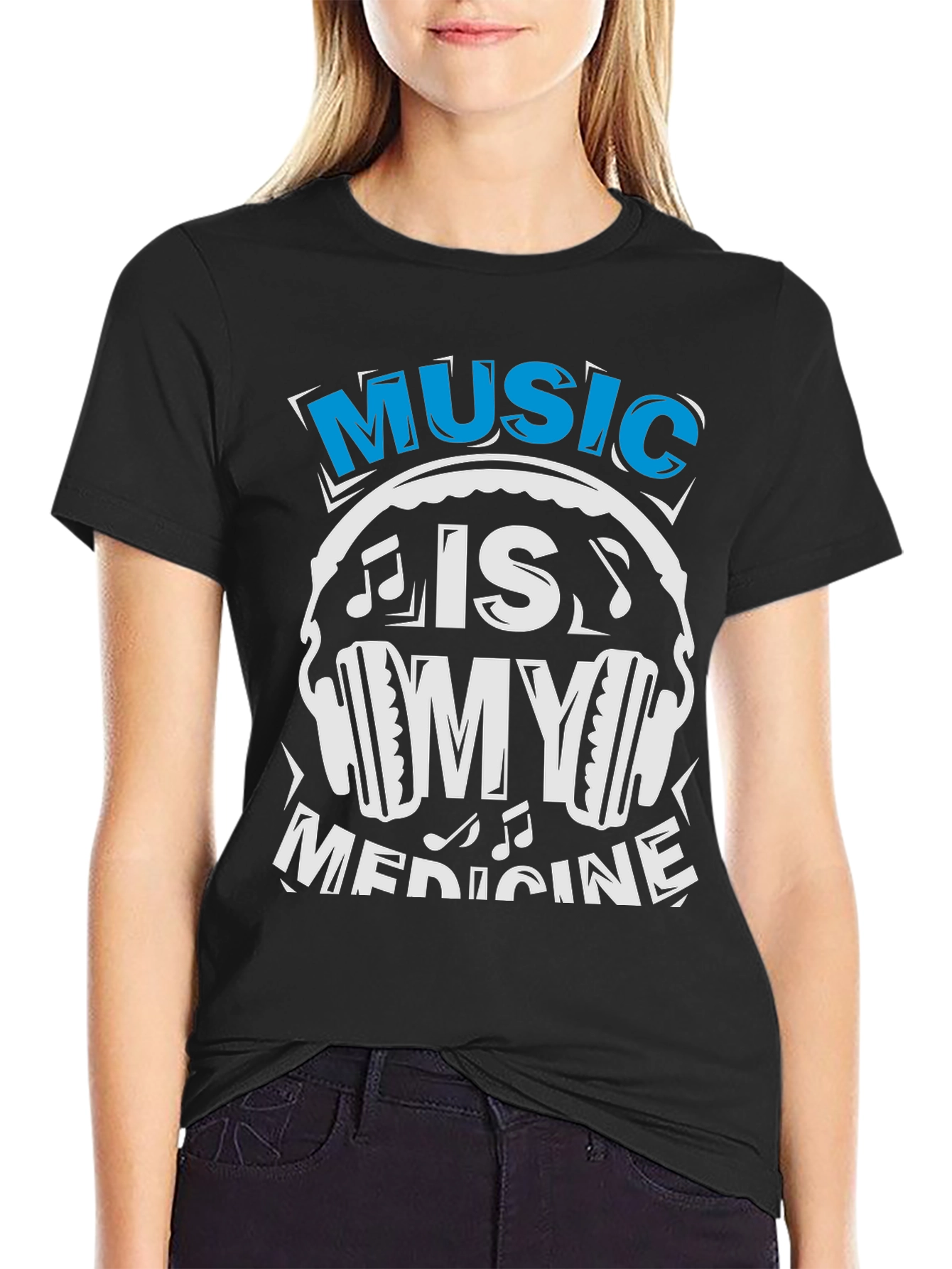 Music Is My Medicine T-Shirt - Black Cotton Tee