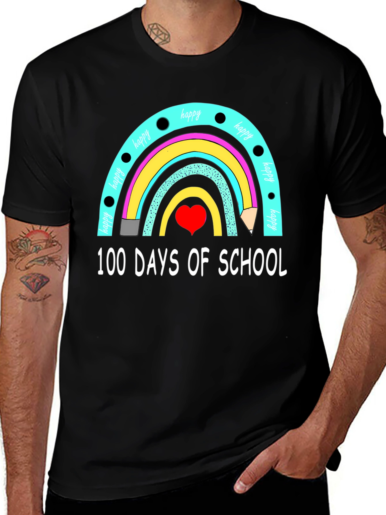 100 Days of School Rainbow Graphic T-Shirt