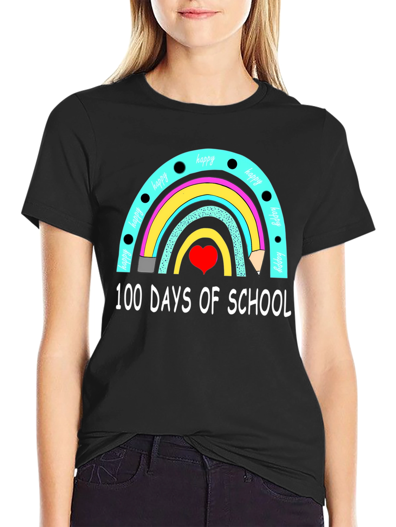 100 Days of School Rainbow Graphic T-Shirt