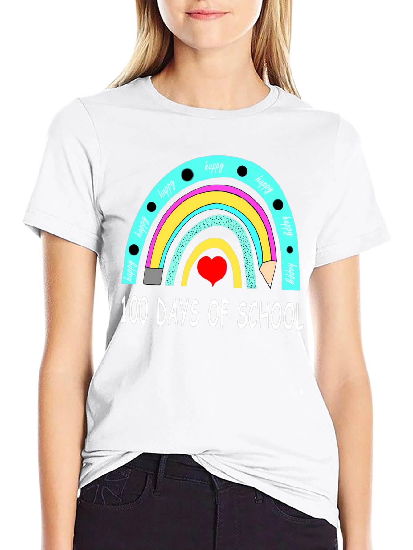 100 Days of School Rainbow Graphic T-Shirt