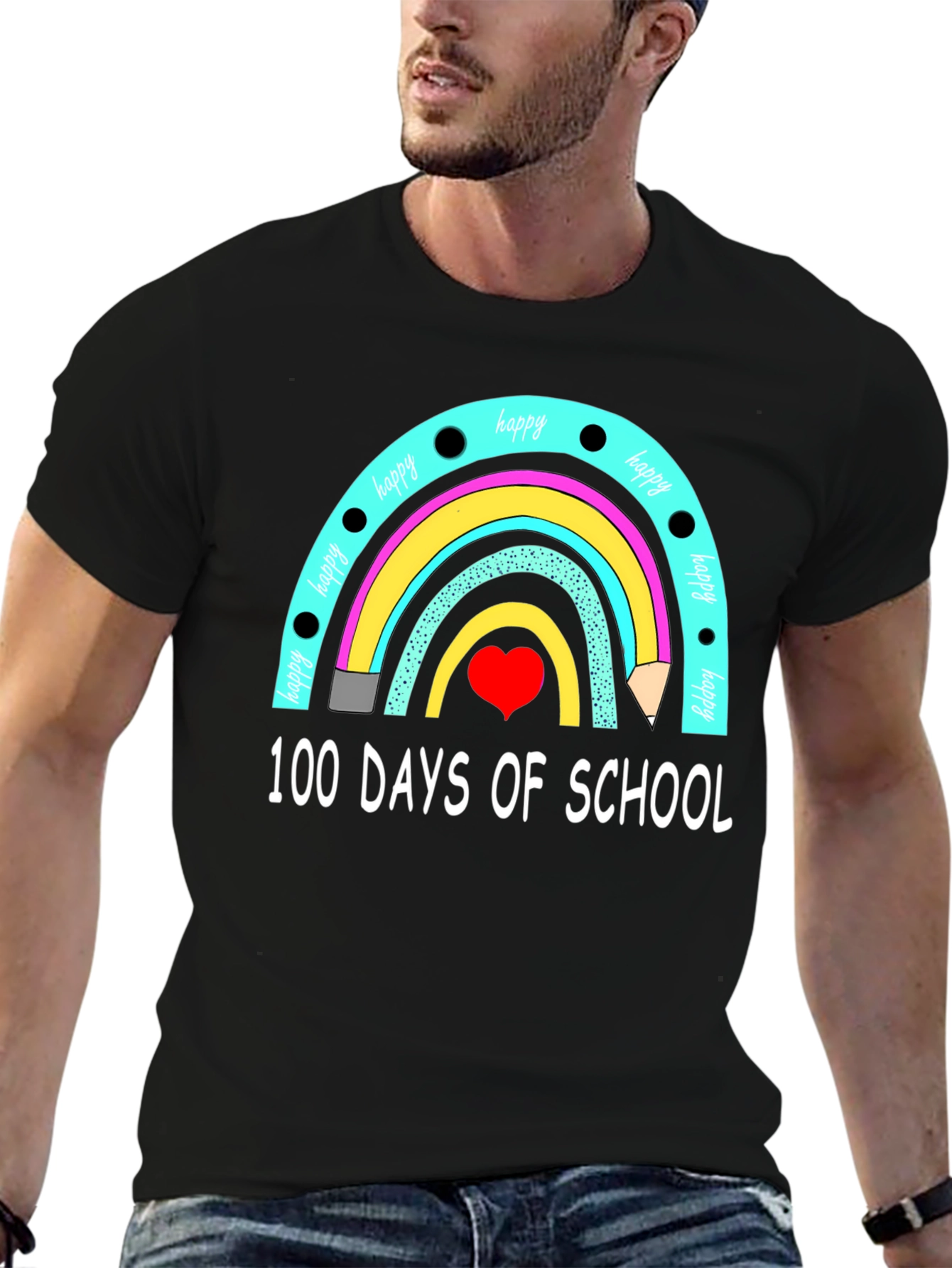 100 Days of School Rainbow Graphic T-Shirt