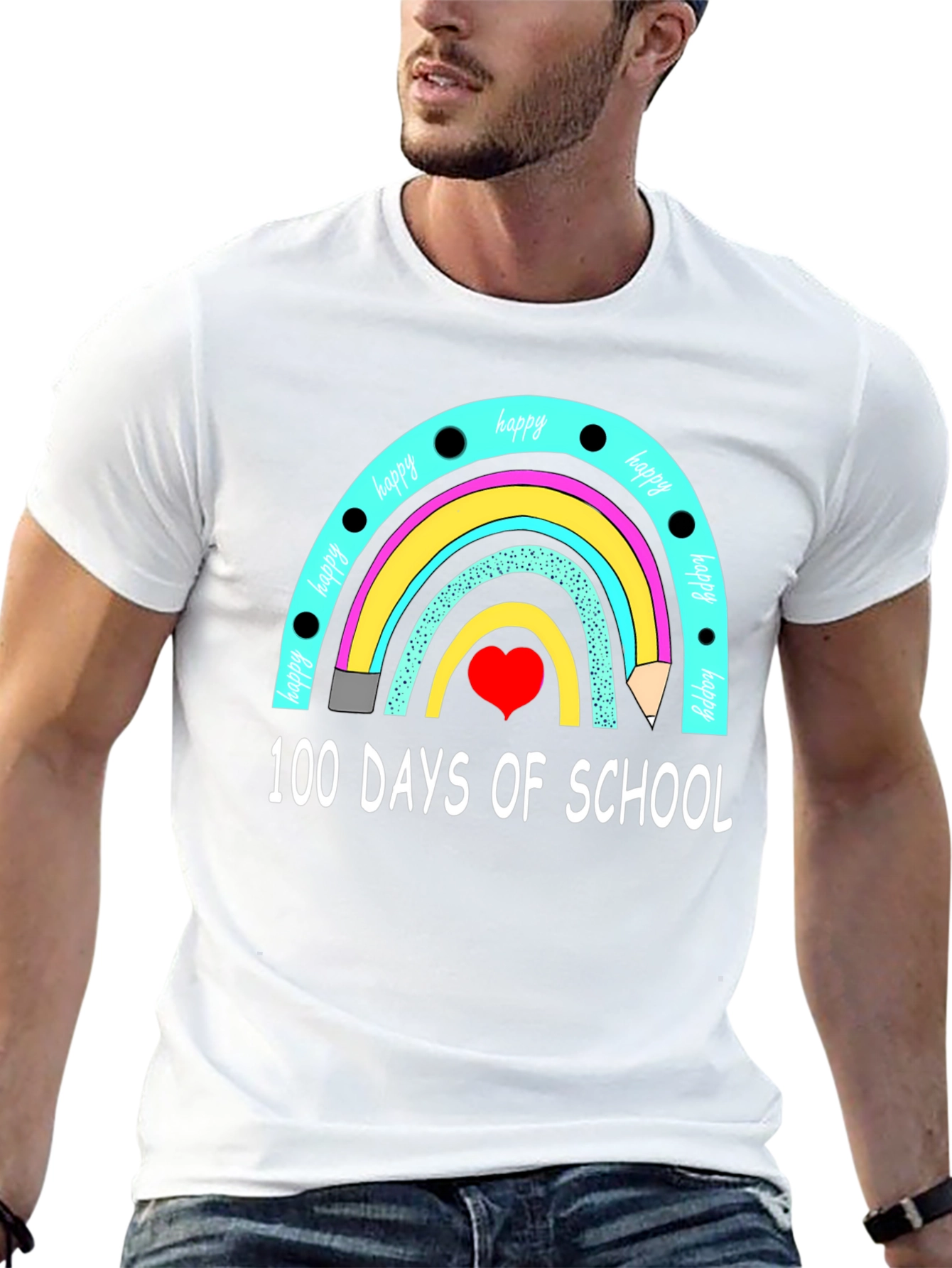 100 Days of School Rainbow Graphic T-Shirt