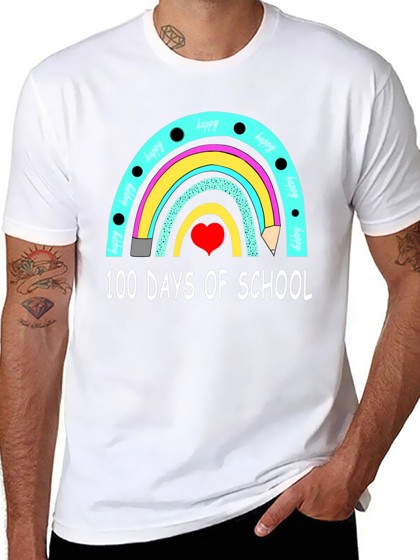 100 Days of School Rainbow Graphic T-Shirt