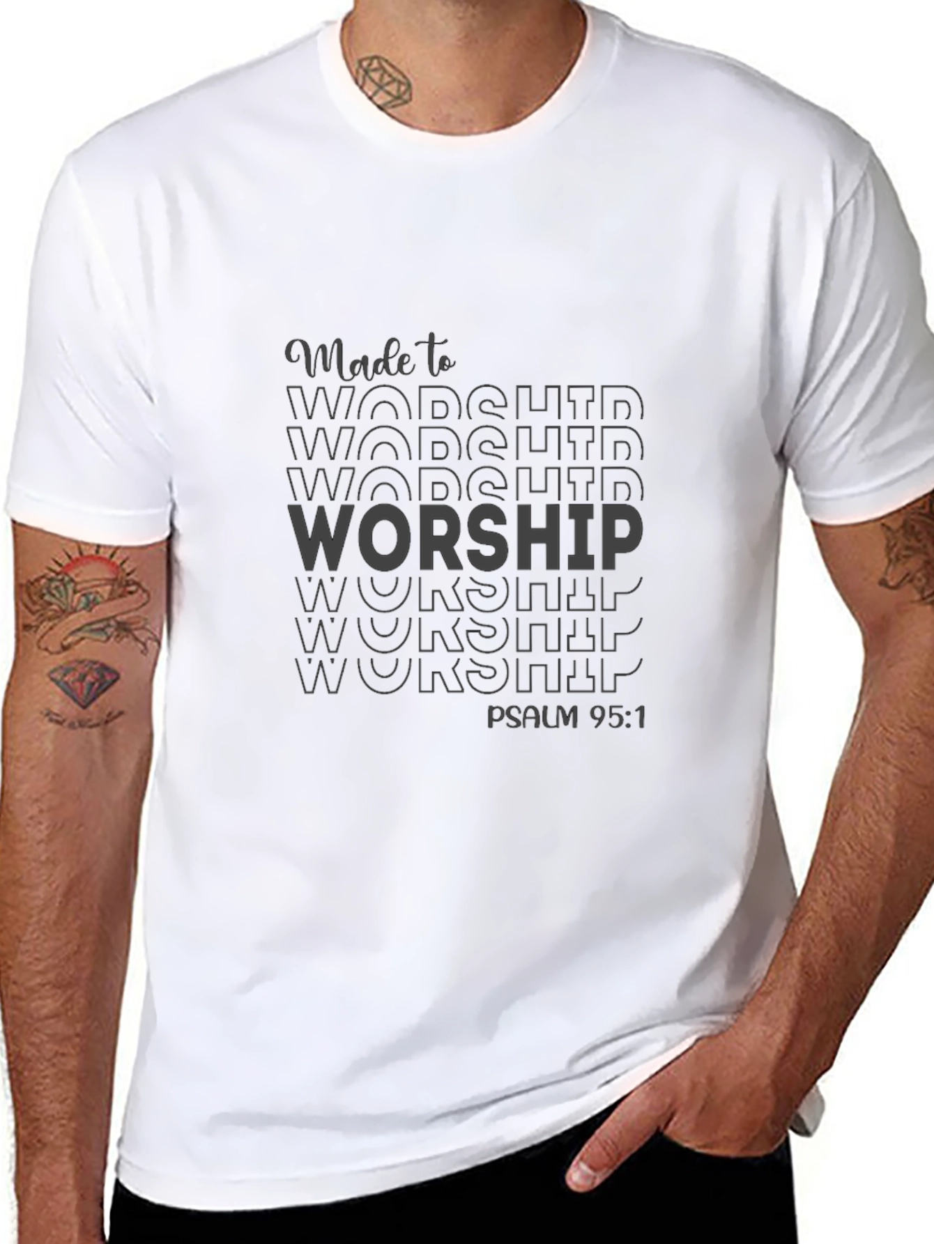Made to Worship Black T-Shirt - Psalm 95:1