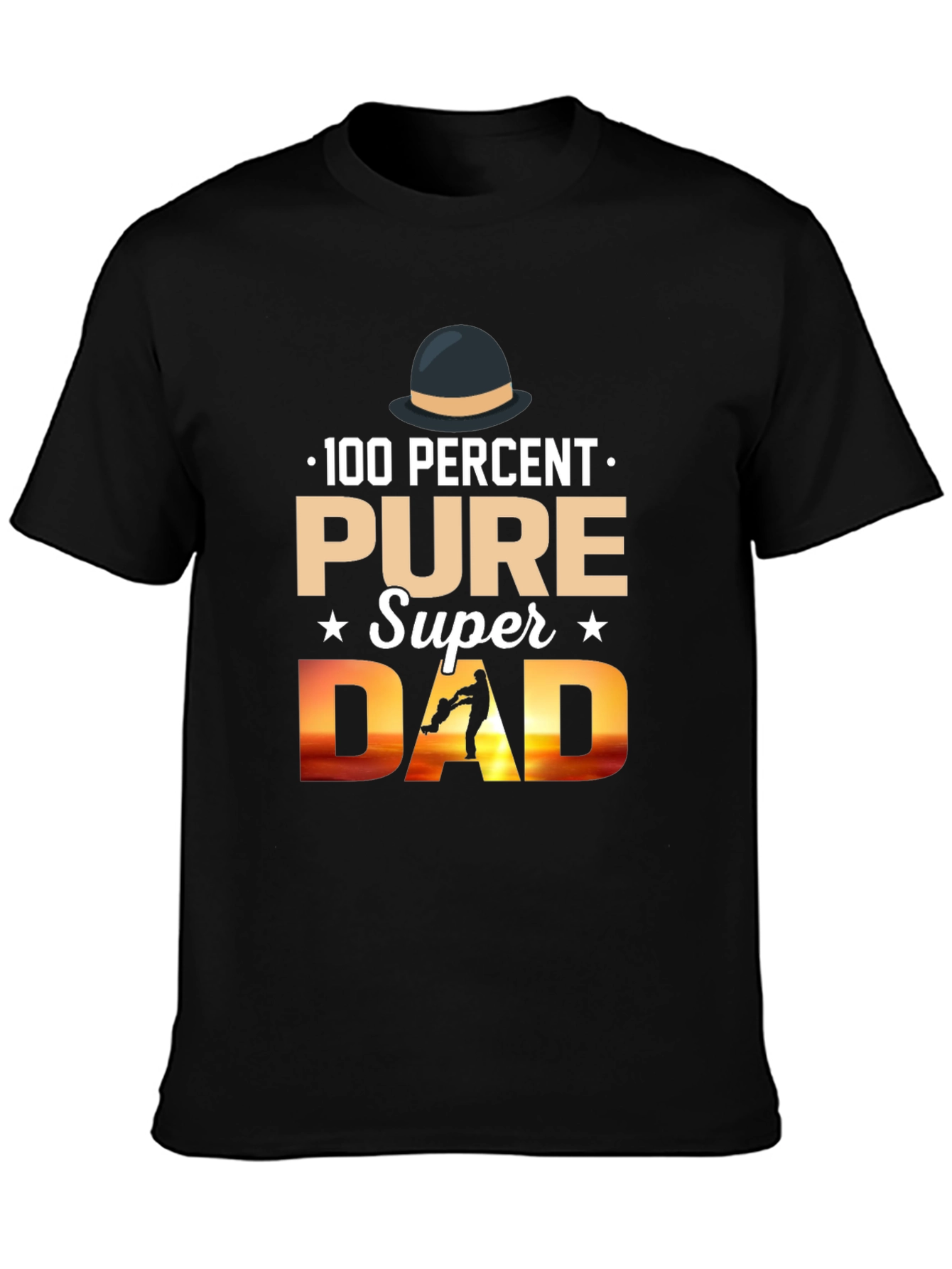 100% Pure Super Dad Black Graphic T-Shirt