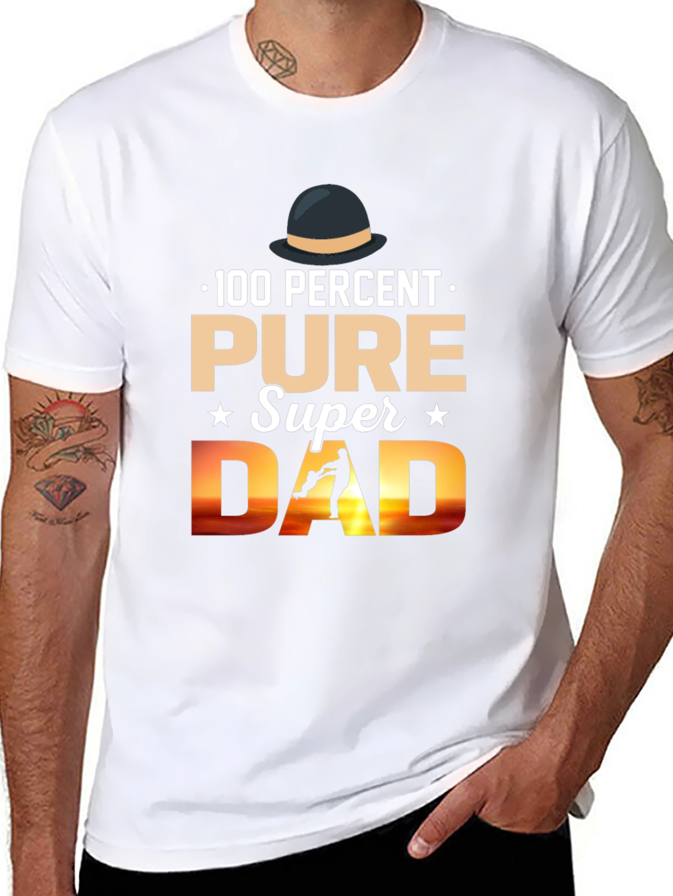 100% Pure Super Dad Black Graphic T-Shirt