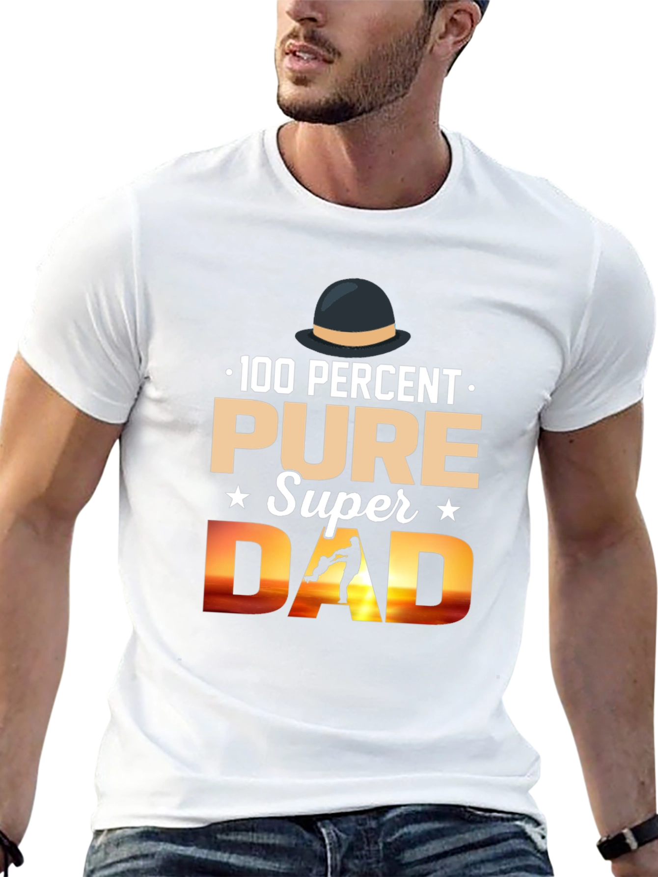 100% Pure Super Dad Black Graphic T-Shirt