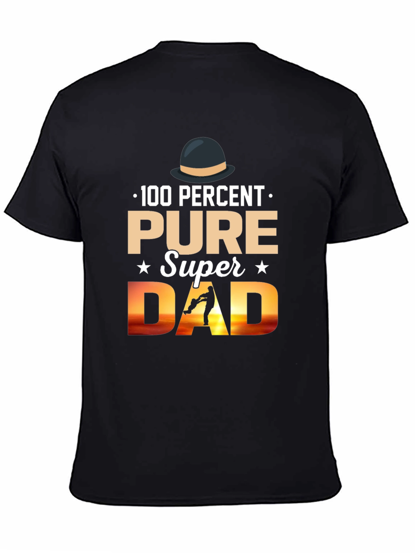 100% Pure Super Dad Black Graphic T-Shirt