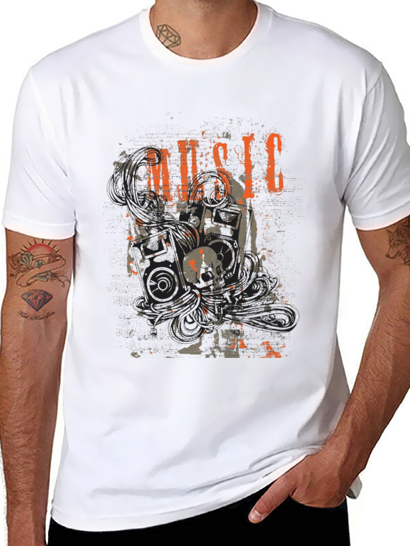 Music Graphic Print Black Tee