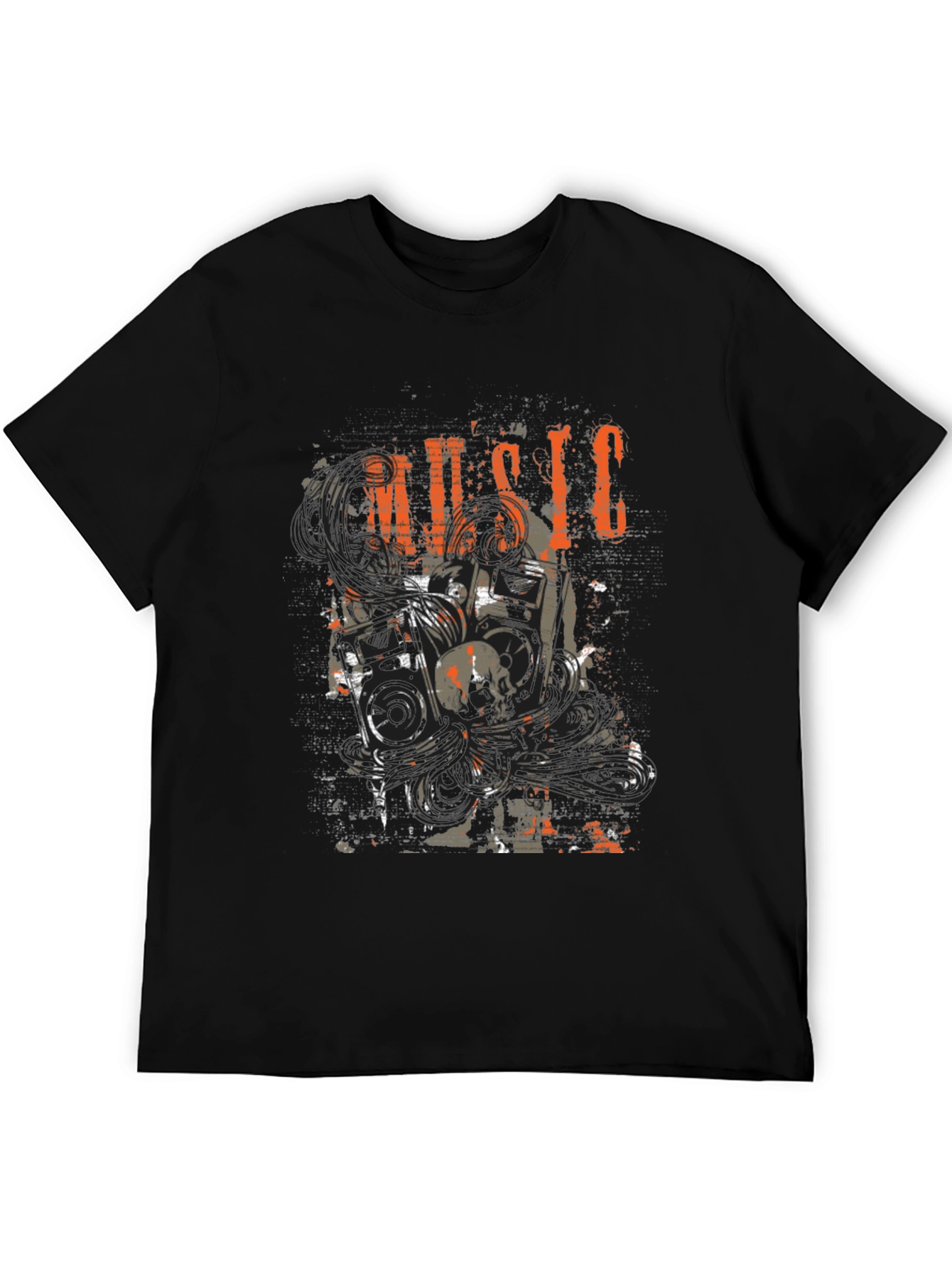Music Graphic Print Black Tee