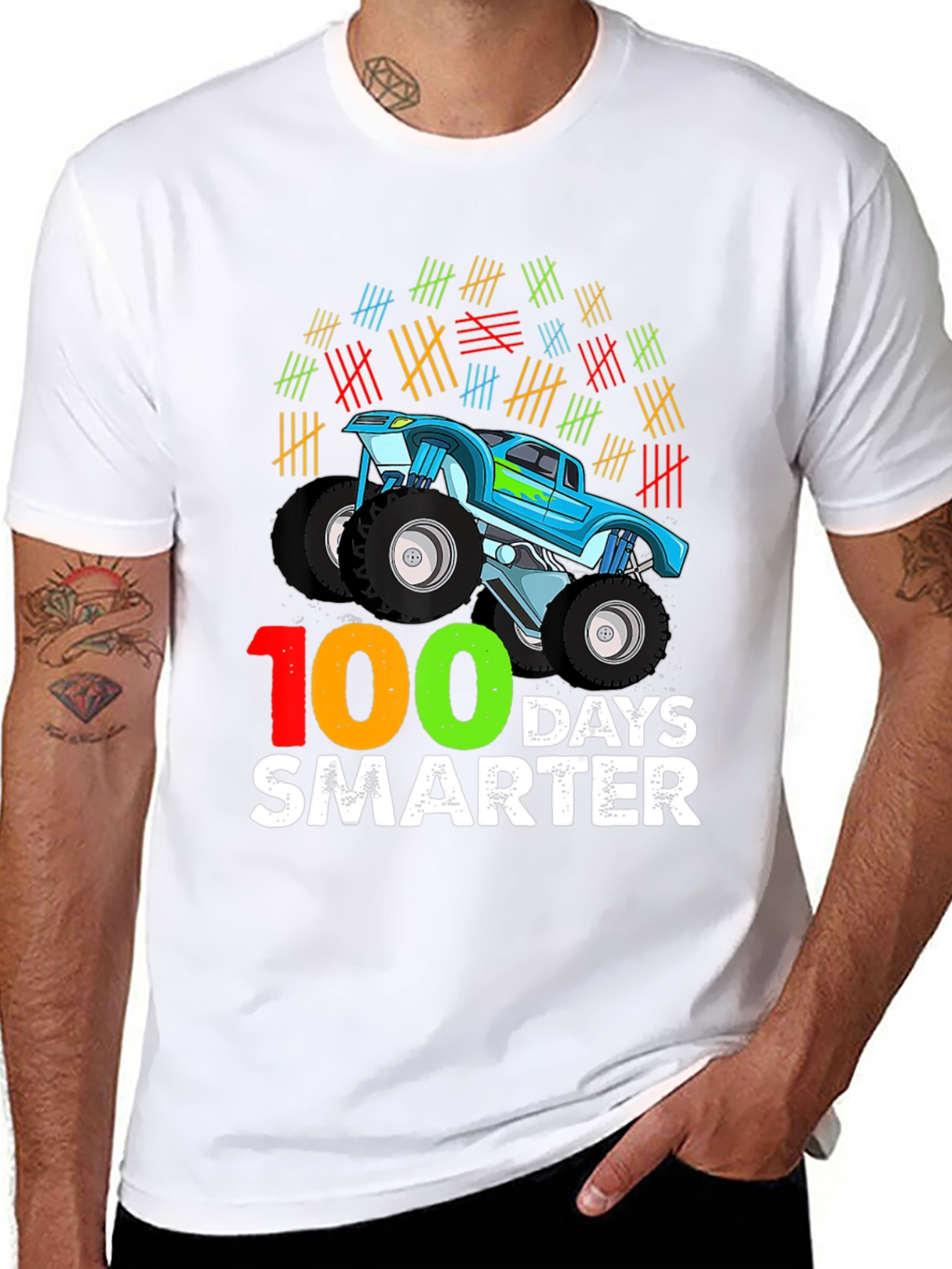 100 Days Smarter Monster Truck T-Shirt