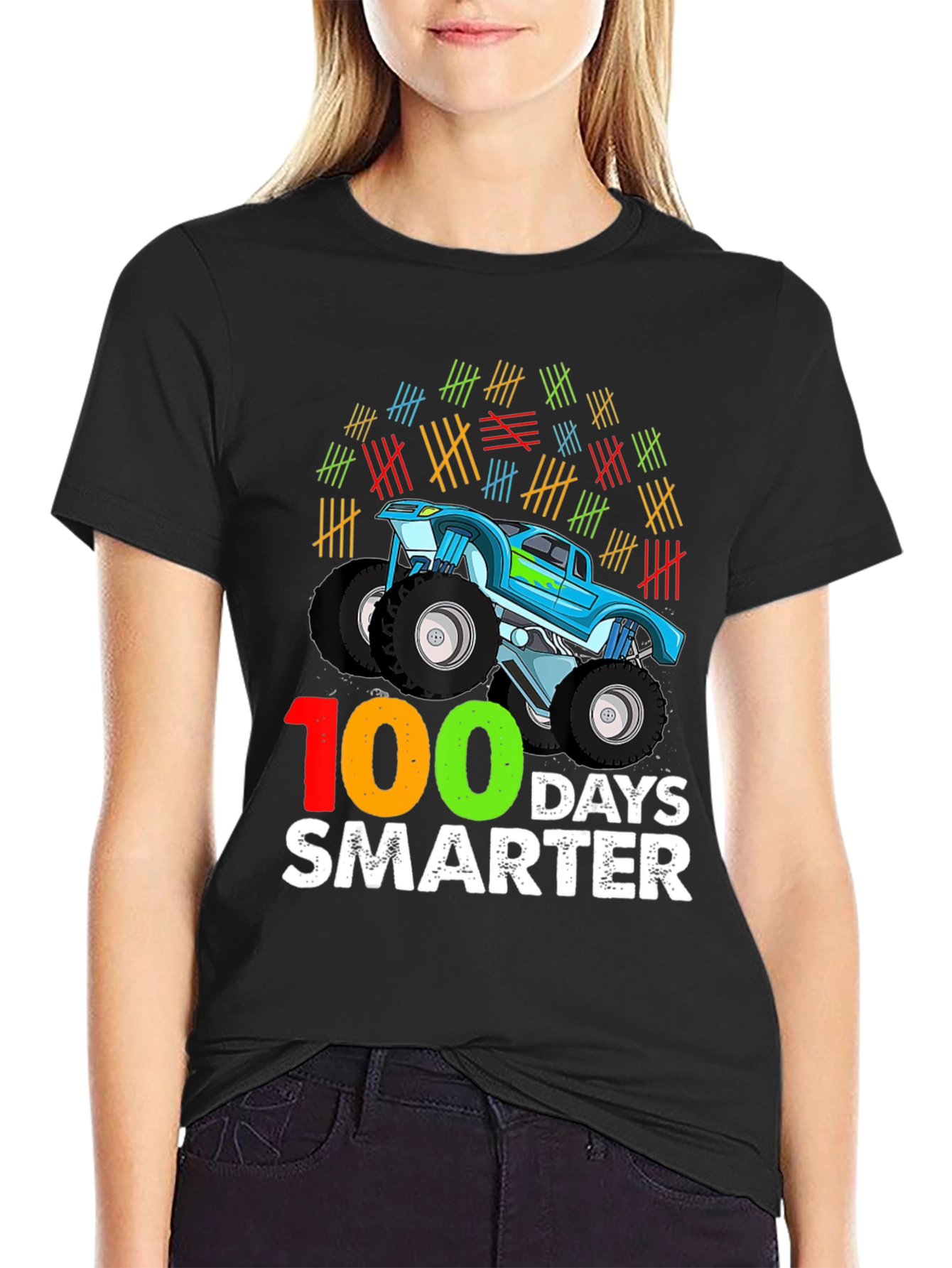 100 Days Smarter Monster Truck T-Shirt