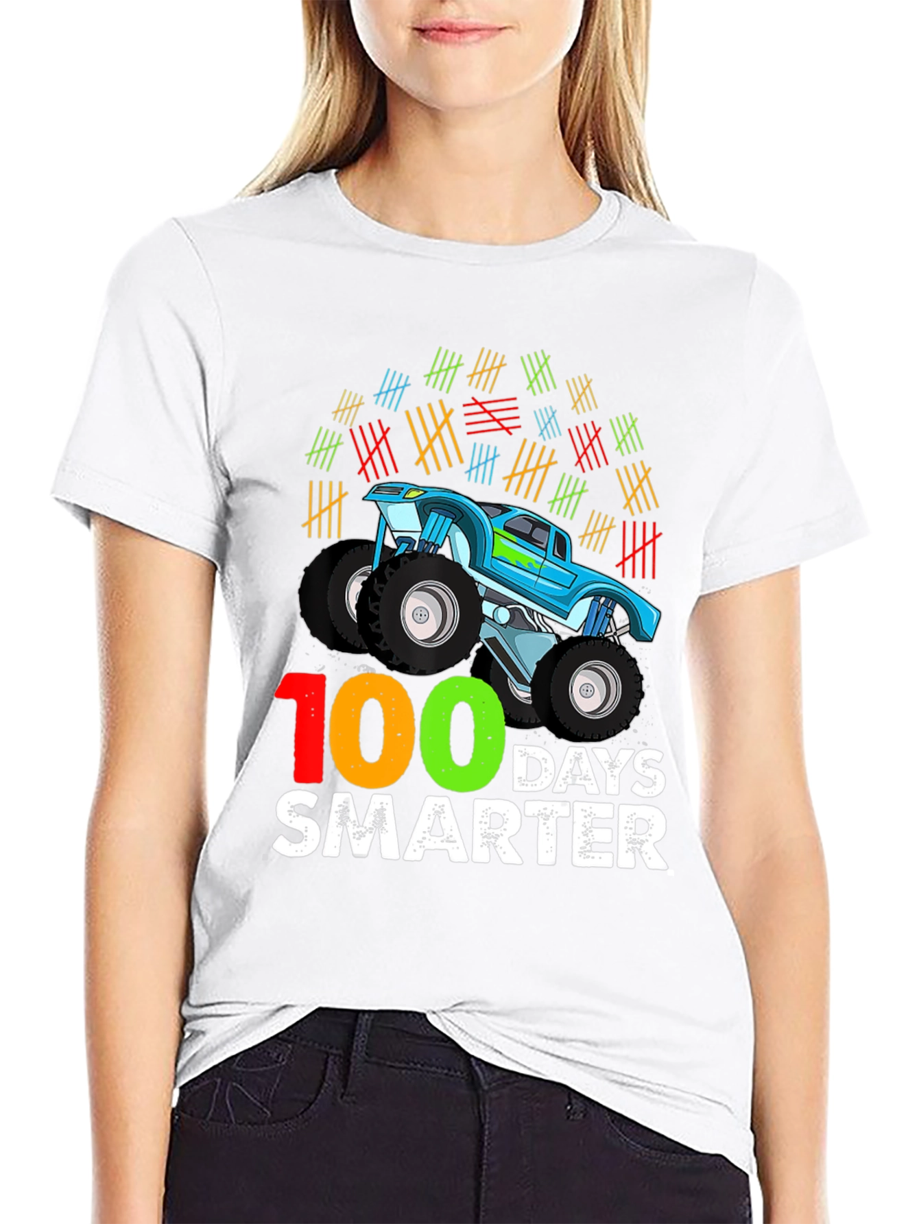 100 Days Smarter Monster Truck T-Shirt