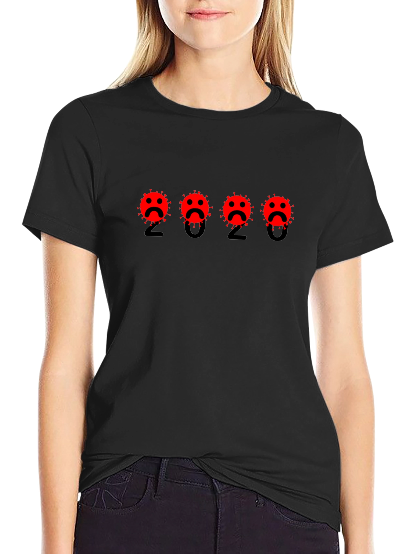 2020 Virus Graphic Tee - Black Cotton Blend Shirt