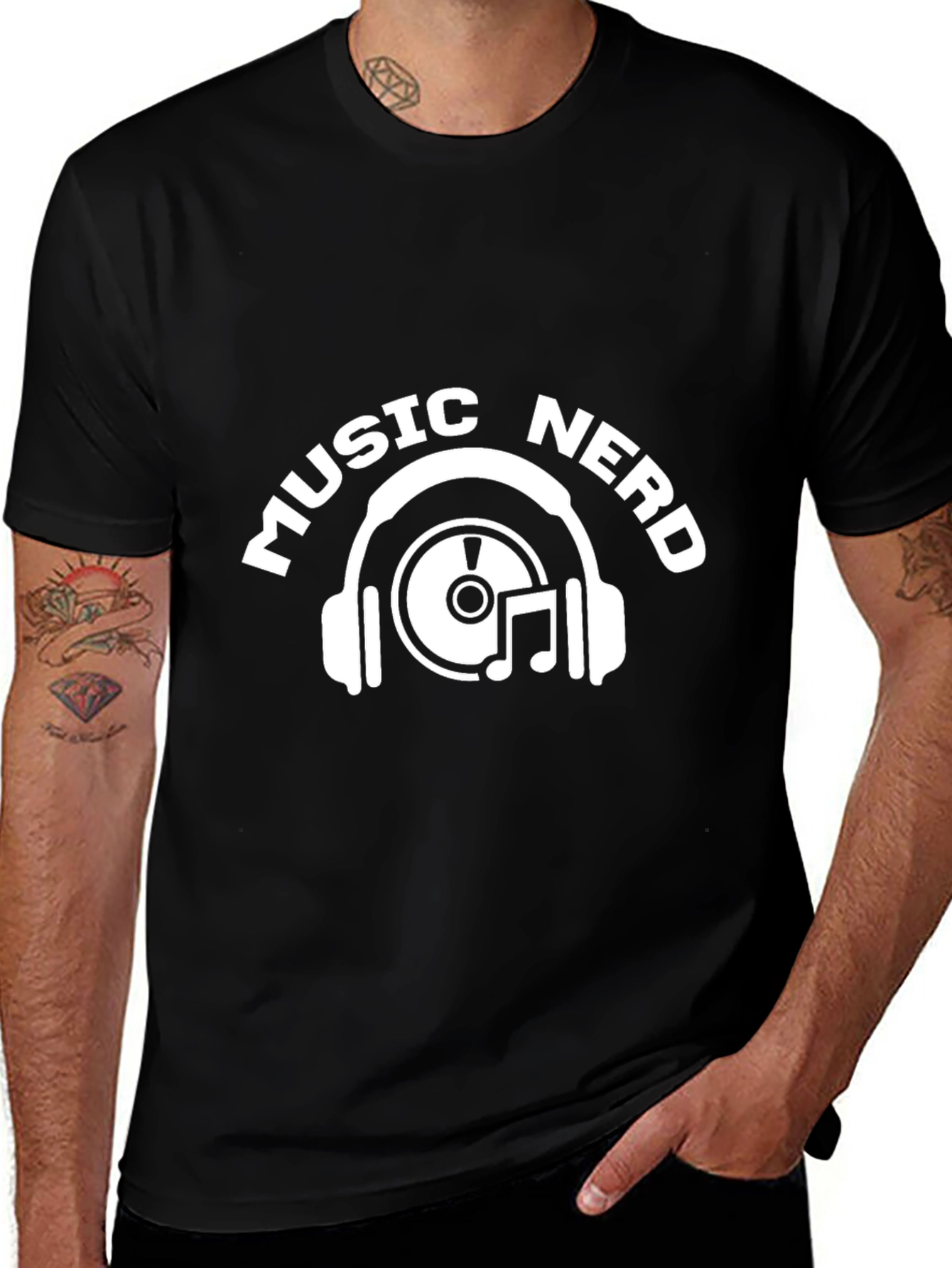 Music Nerd Graphic T-Shirt - Black