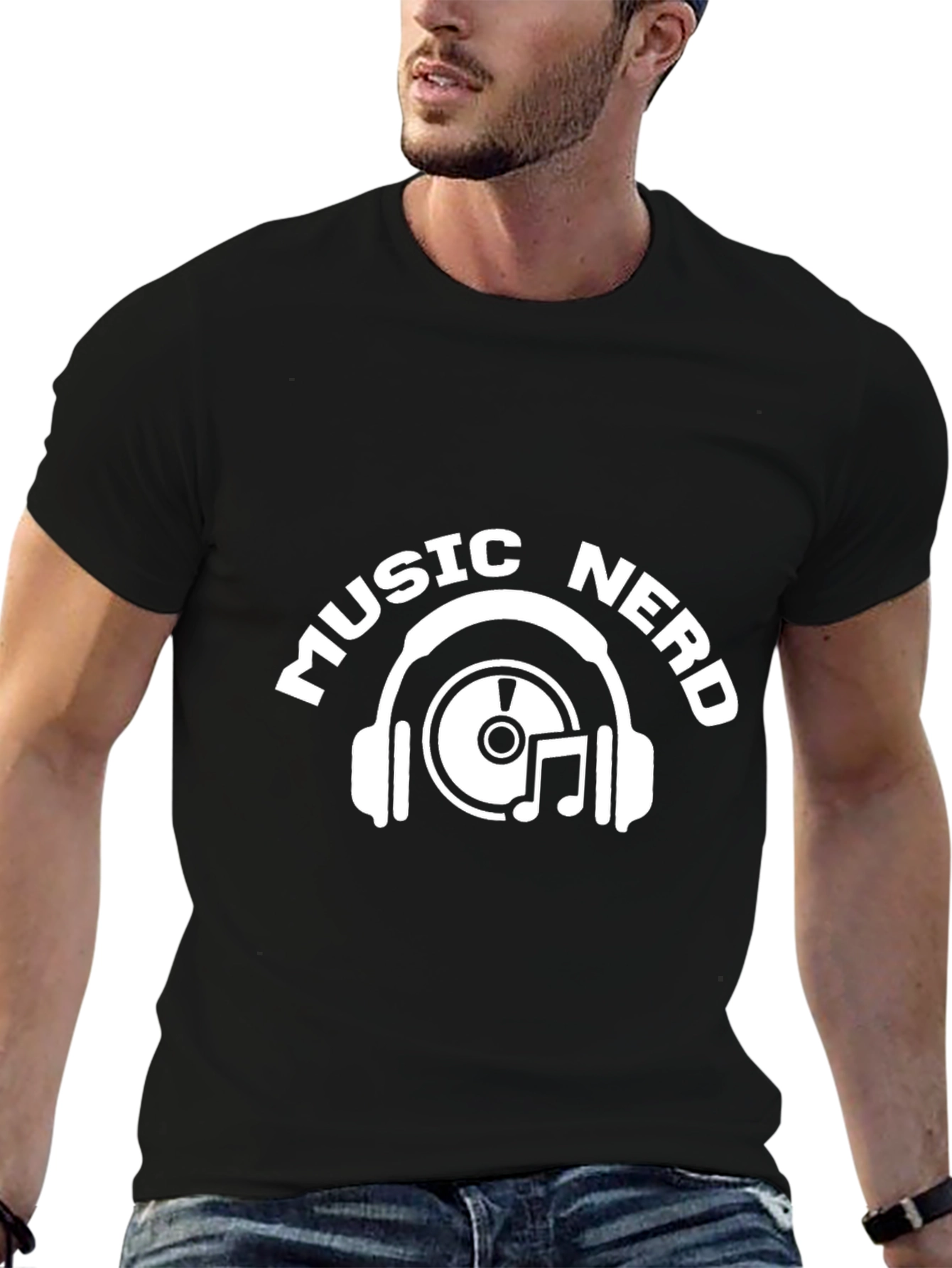 Music Nerd Graphic T-Shirt - Black
