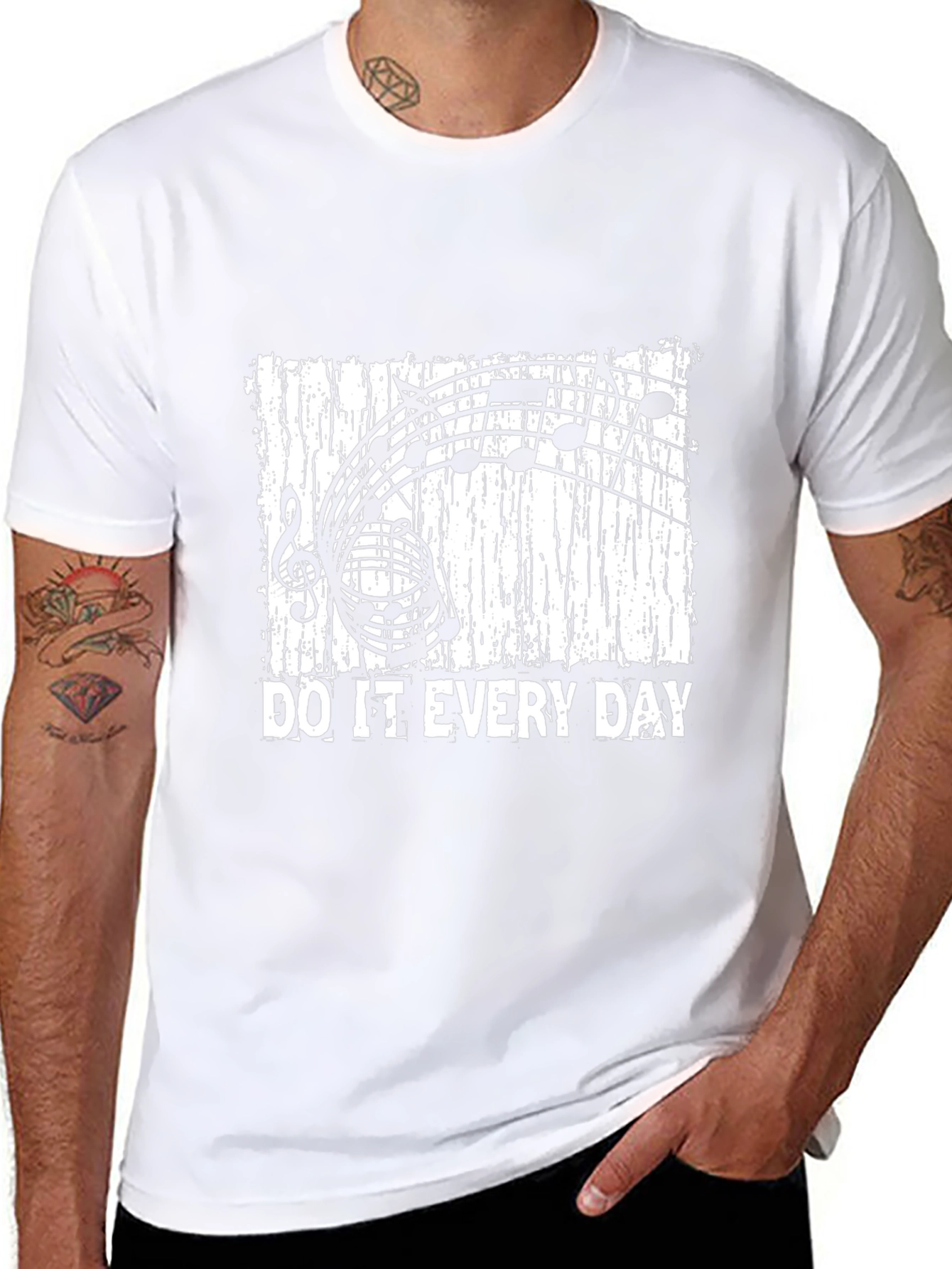 Music Notes Do It Every Day Black T-Shirt