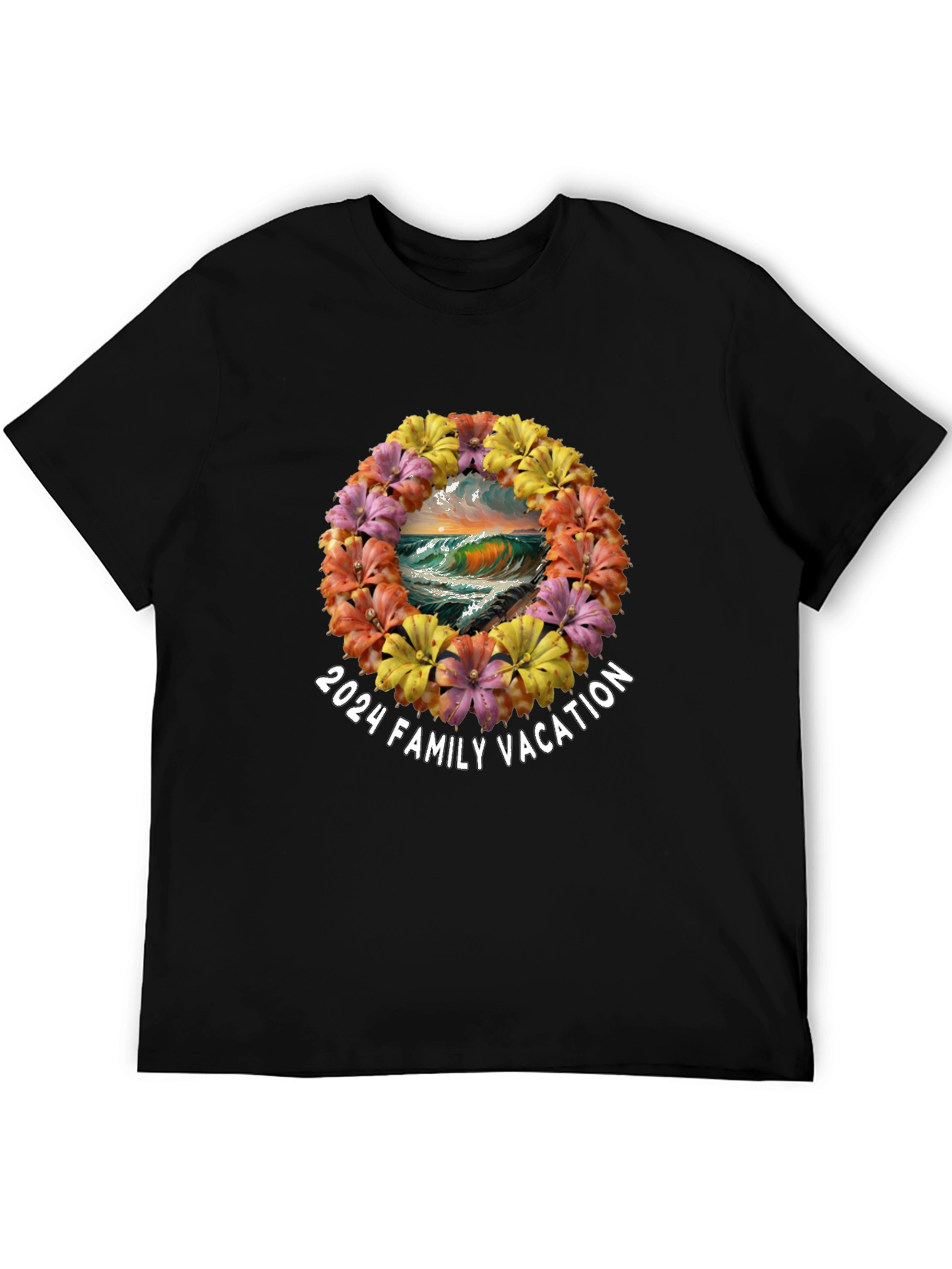 2024 Family Vacation Floral Wreath Tee