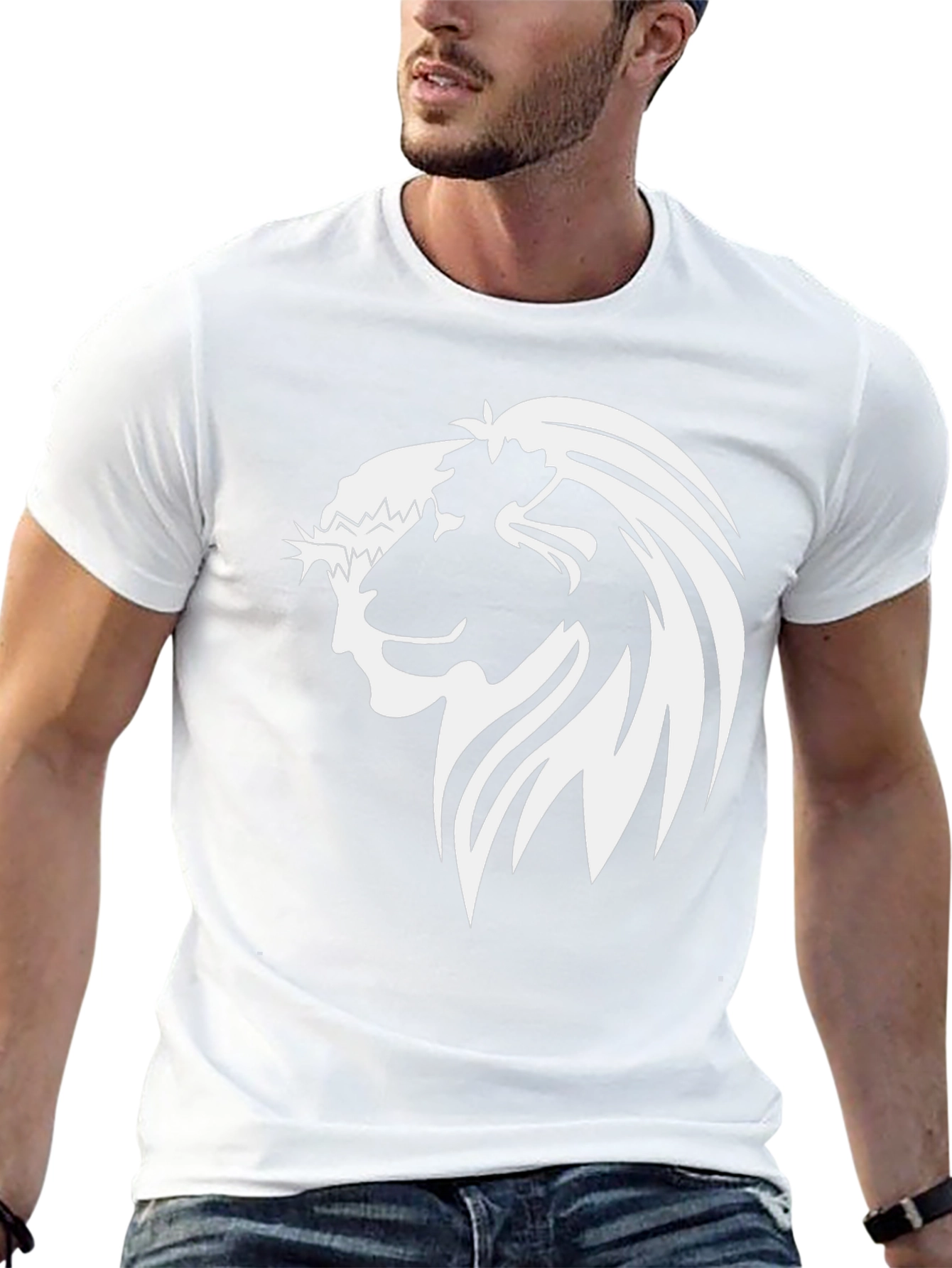 Lion and Jesus Graphic Tee - Black