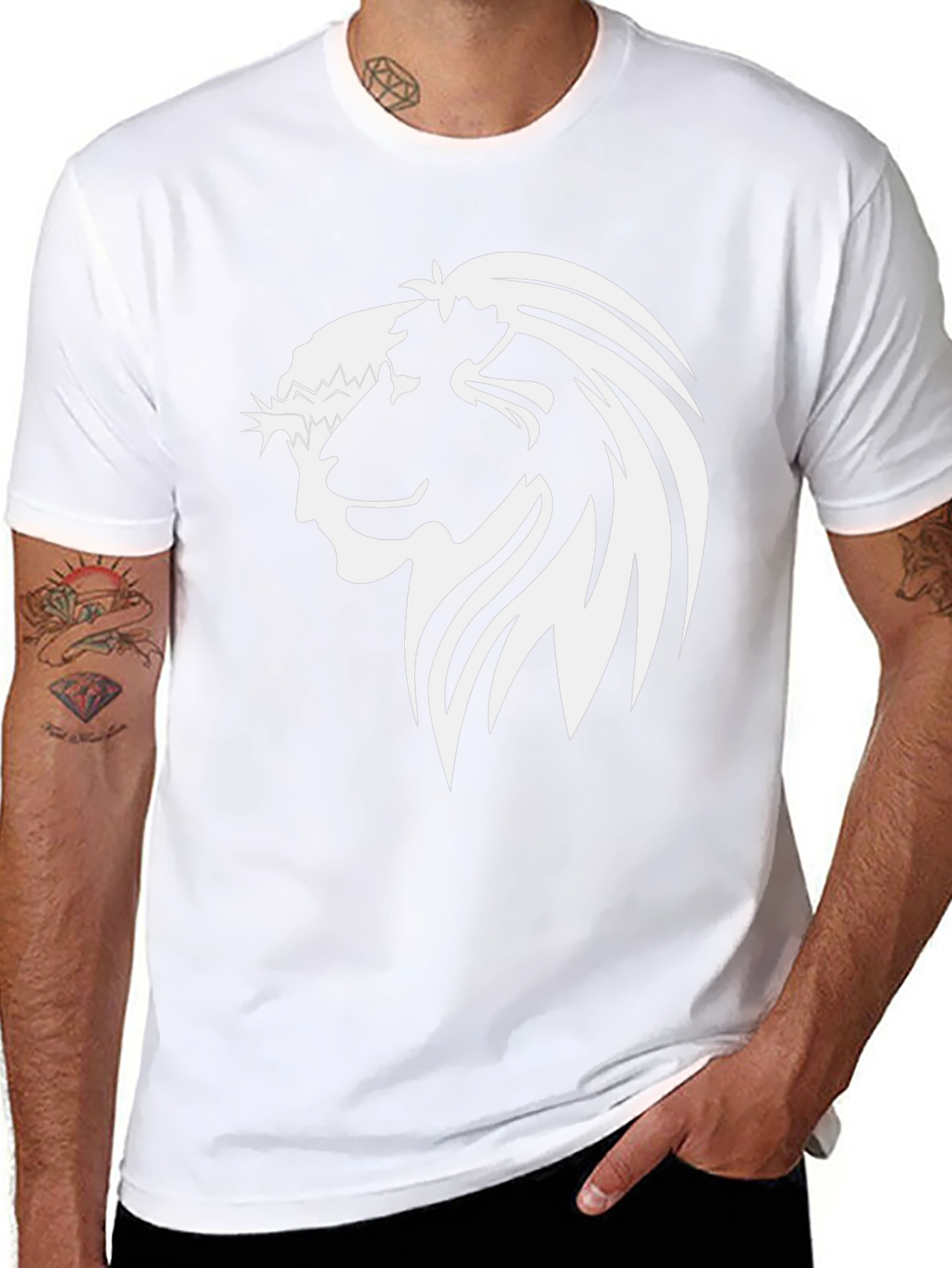 Lion and Jesus Graphic Tee - Black