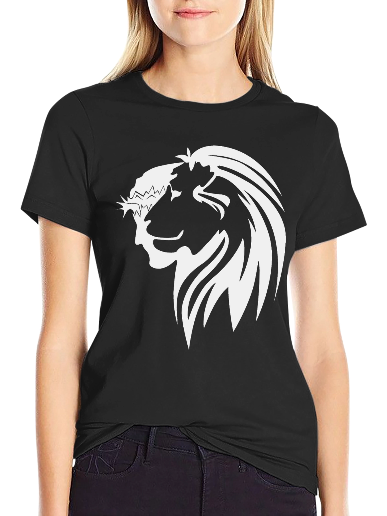 Lion and Jesus Graphic Tee - Black
