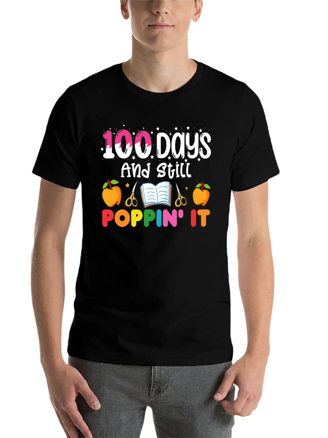 100 Days Of School And Still Poppin' It Classic Crew Neck Graphic Tee – Everyday Minimal Look