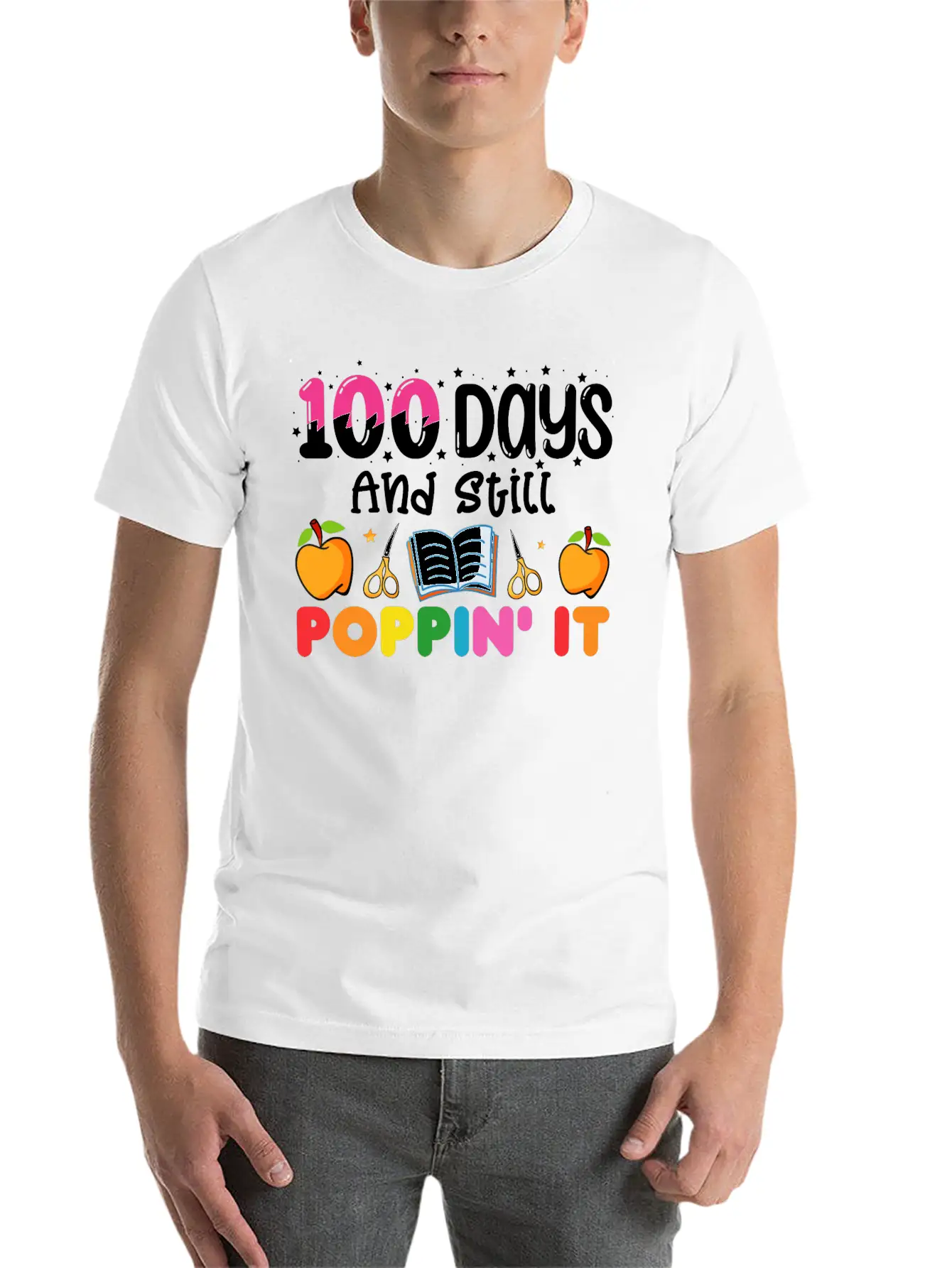 100 Days Of School And Still Poppin' It Classic Crew Neck Graphic Tee – Everyday Minimal Look