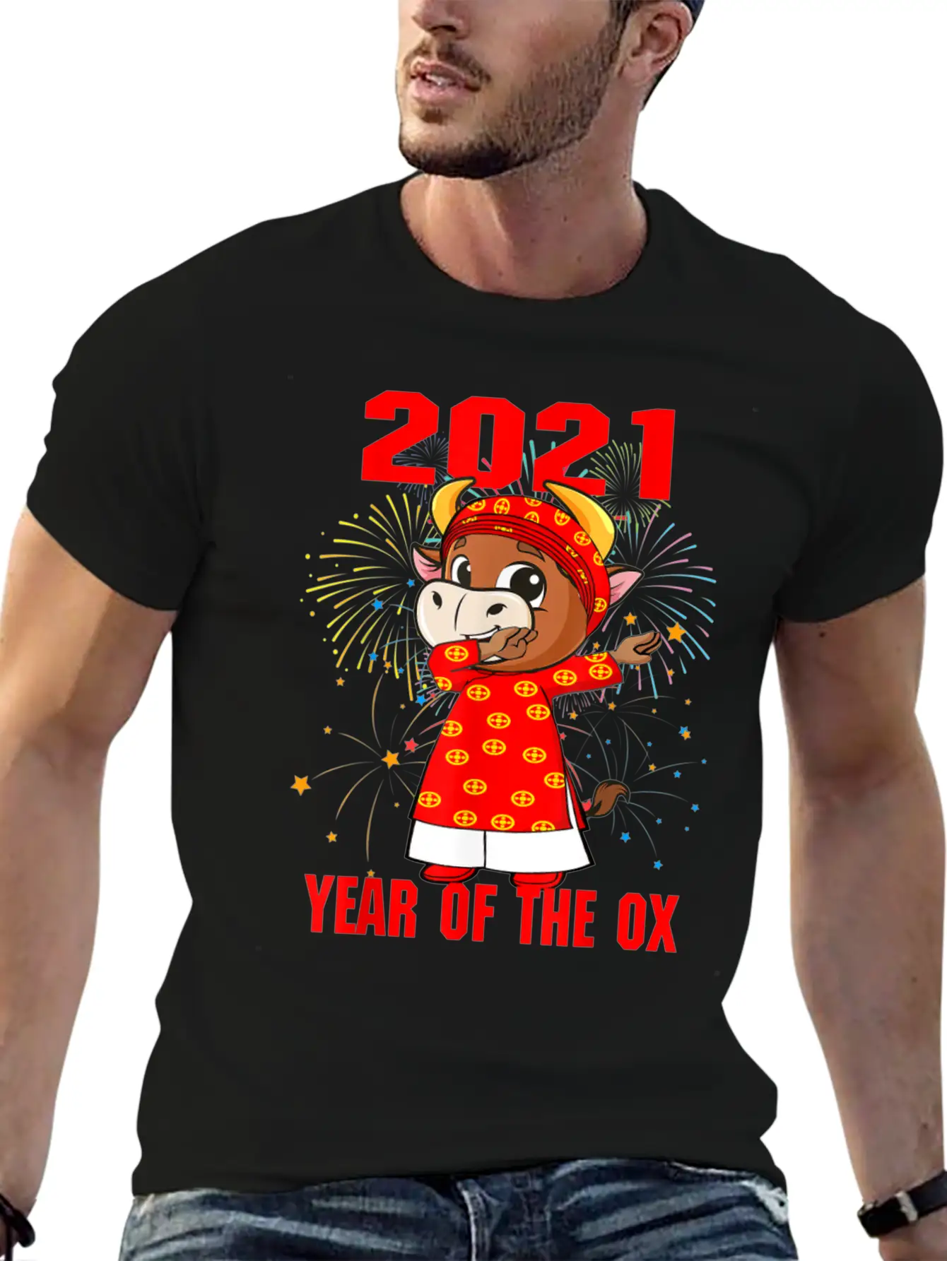 2021 Dabbing Ox Happy Vietnamese Lunar New Year Classic Crew Neck Graphic Tee – Everyday Minimal Look