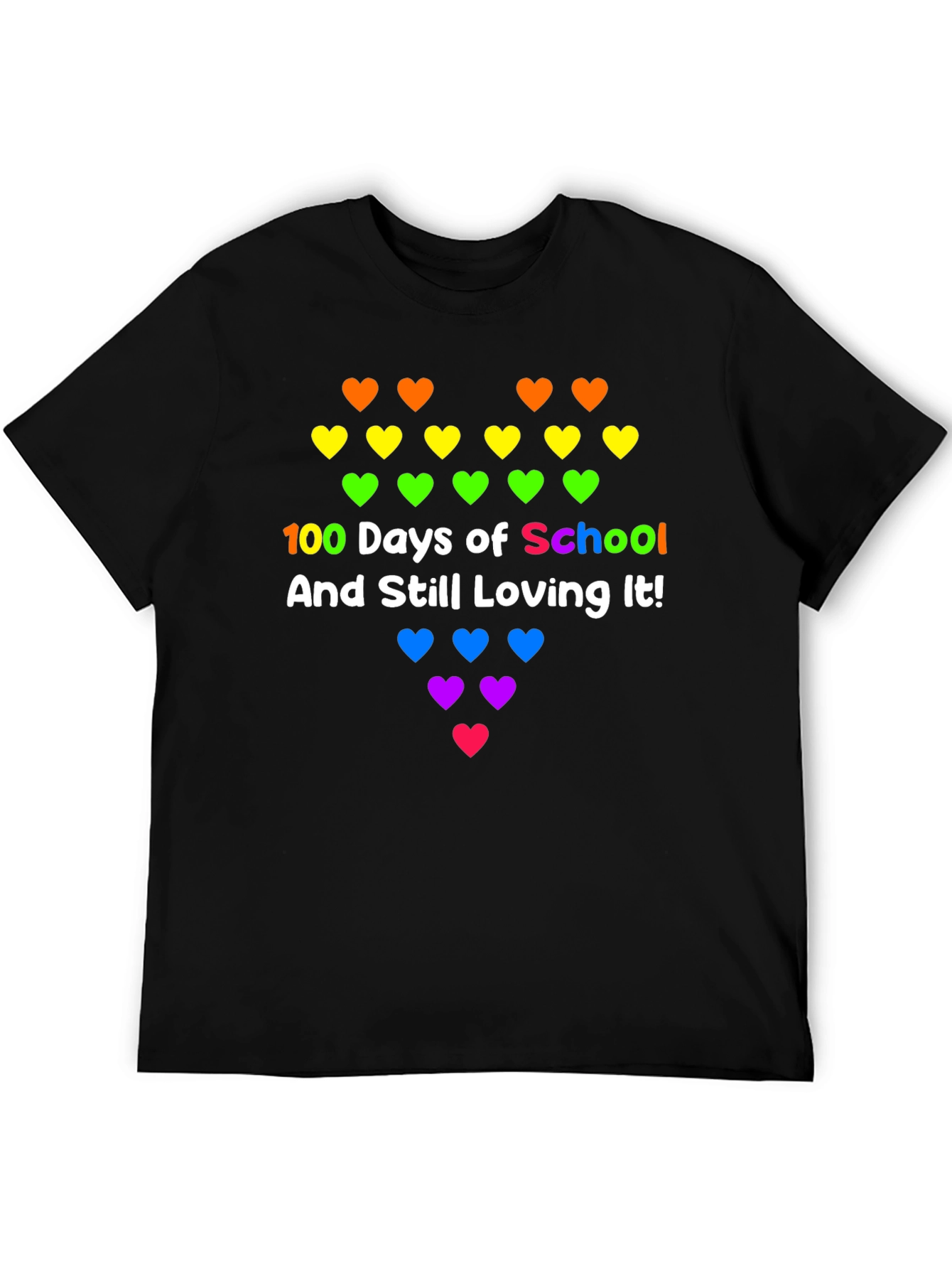 100 Days of School Rainbow Hearts Tee