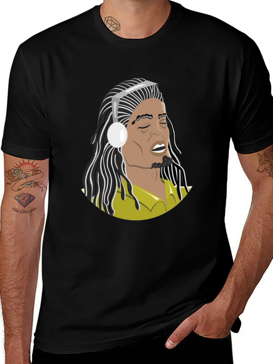 Music Lover T-Shirt: Cartoon Bob Marley Style Graphic Tee