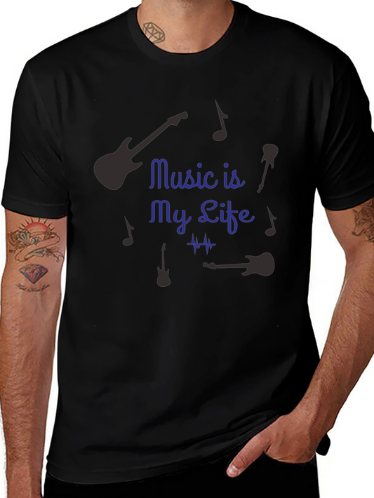 Music is My Life Graphic T-Shirt - Black