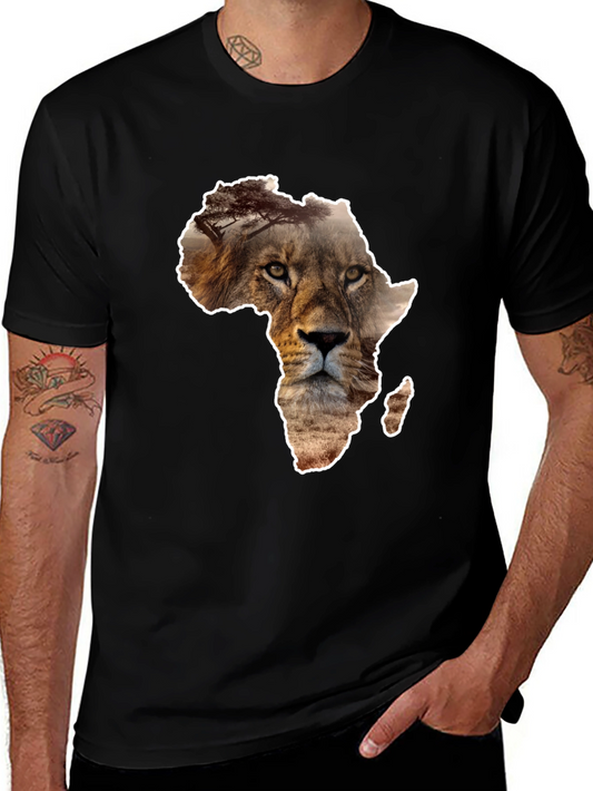 Lion Africa Map Graphic T-Shirt