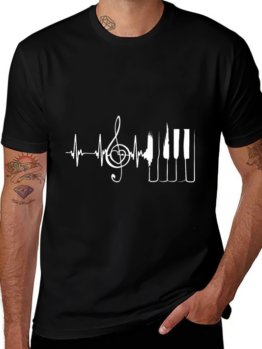 Music Heartbeat Piano Key T-Shirt - Stylish Graphic Tee